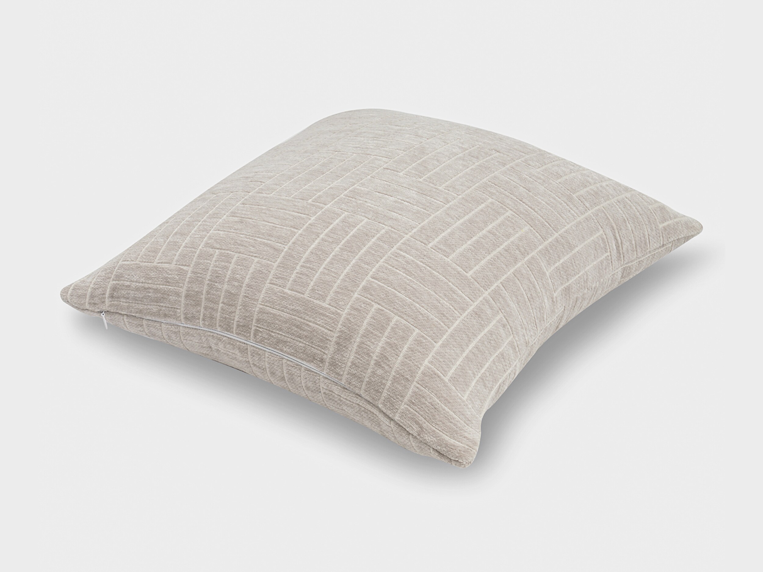 Freshmint Oberon Taupe Chenille Staggered Stripe 18" Square Pillow