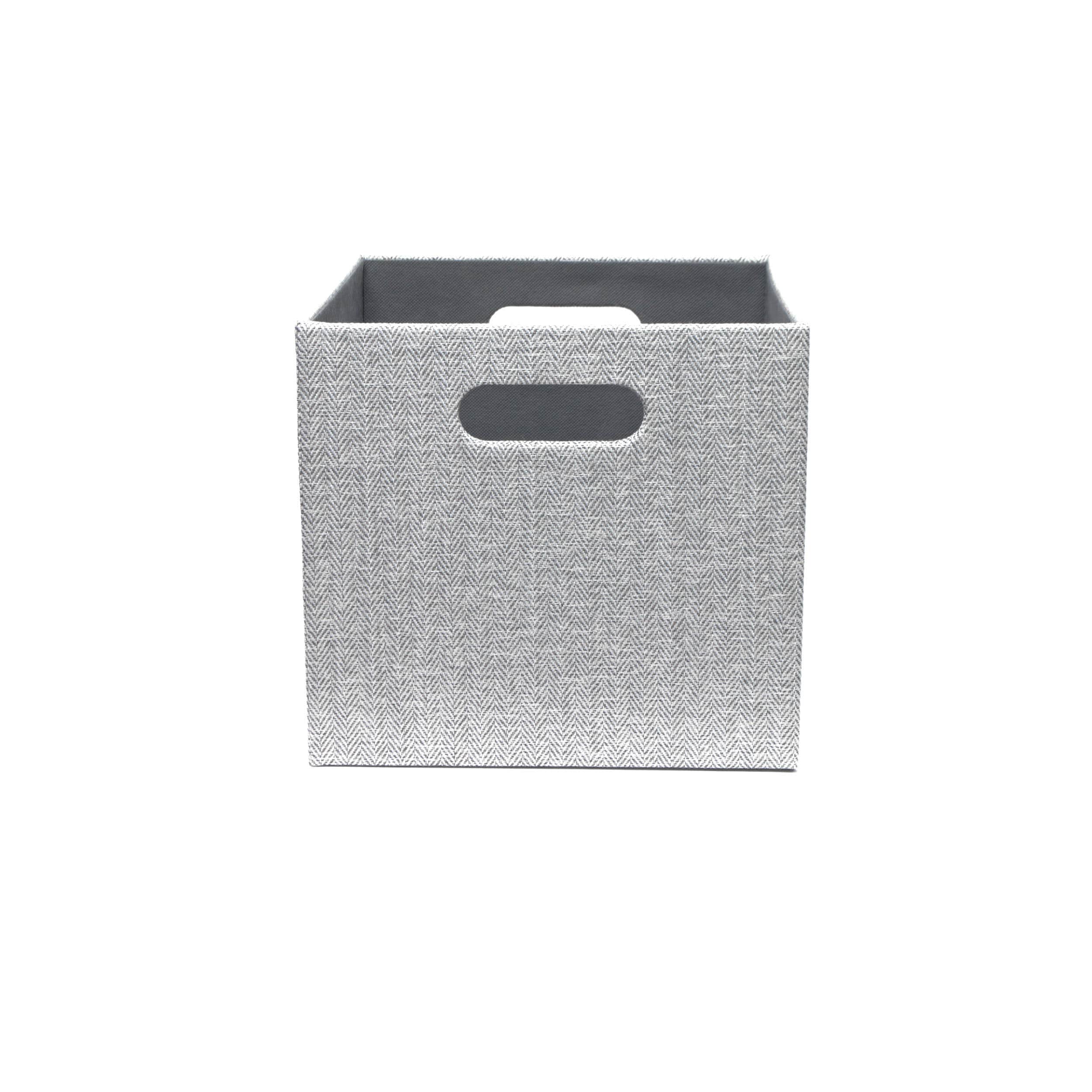 Allen + Roth Herringbone 7.13-in W x 5.5-in H x 10.69-in D Gray Fabric Bin | HD-141114