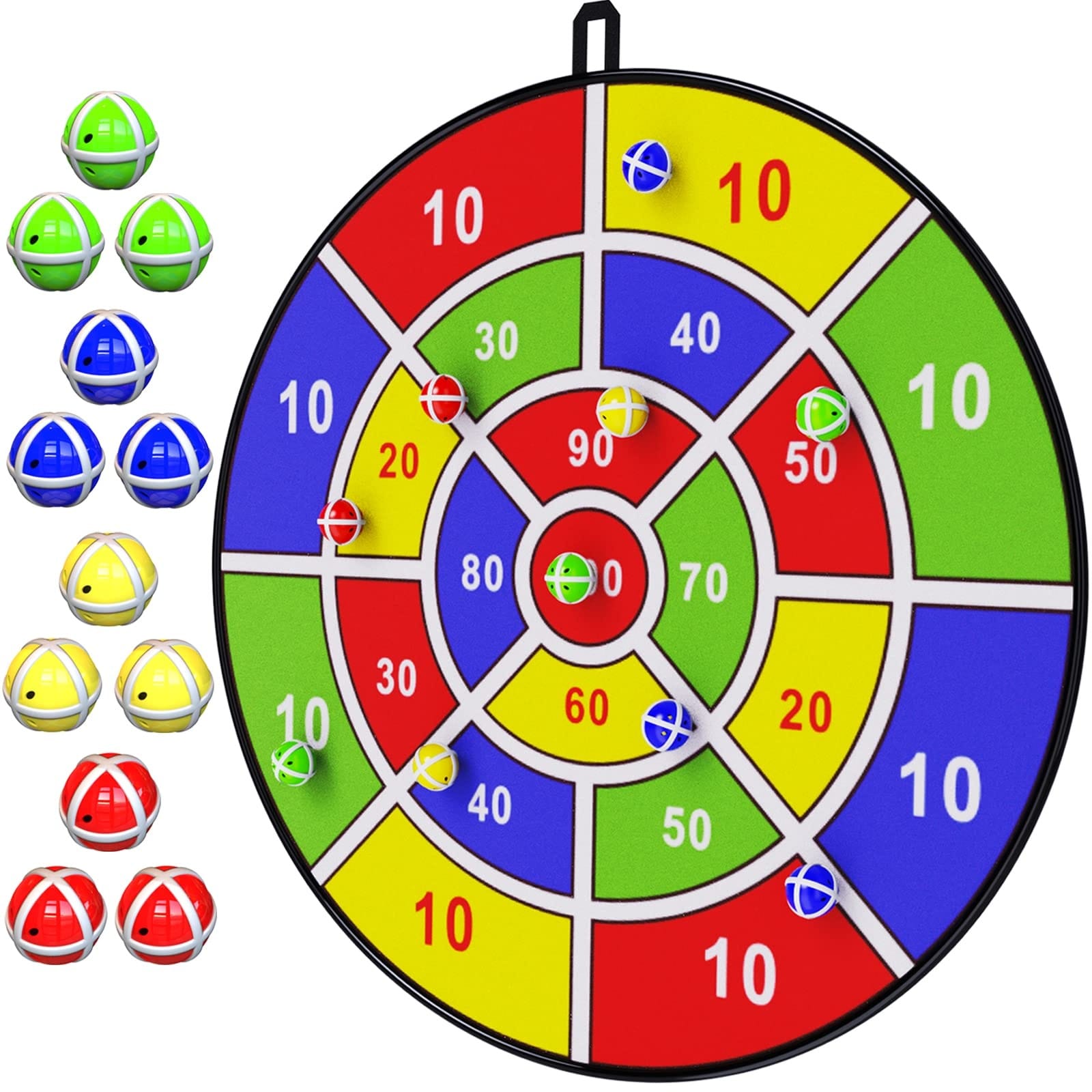 ITOPFOX  Large Dart Board Game for Kids 29 Inch with 12 Sticky Balls Indoor Outdoor Toy for Boys Girls Ages 3 to 12 Fun Party Play Gift