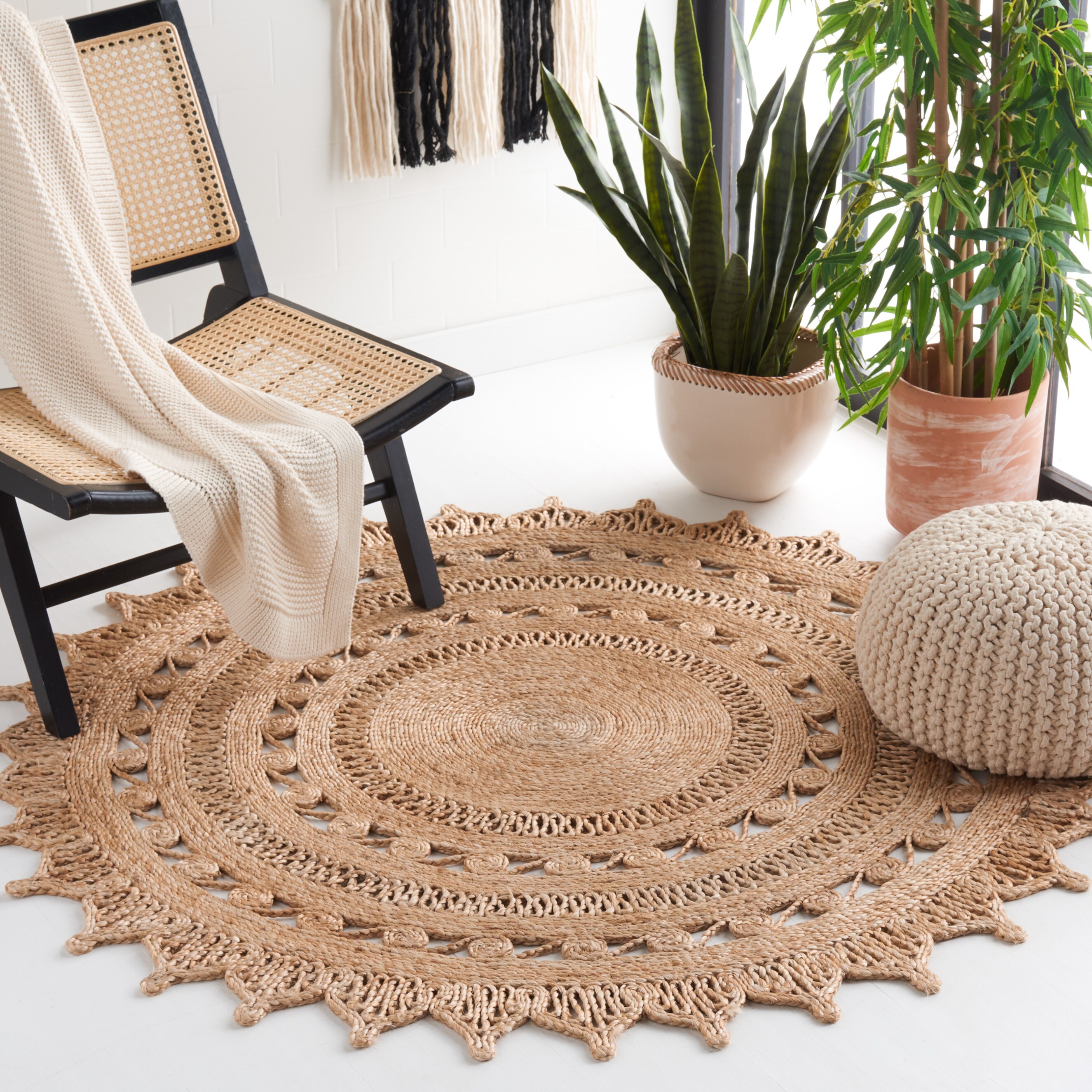  Natural Fiber 172 Natural Bohemian 5ft x 5ft Round Rug