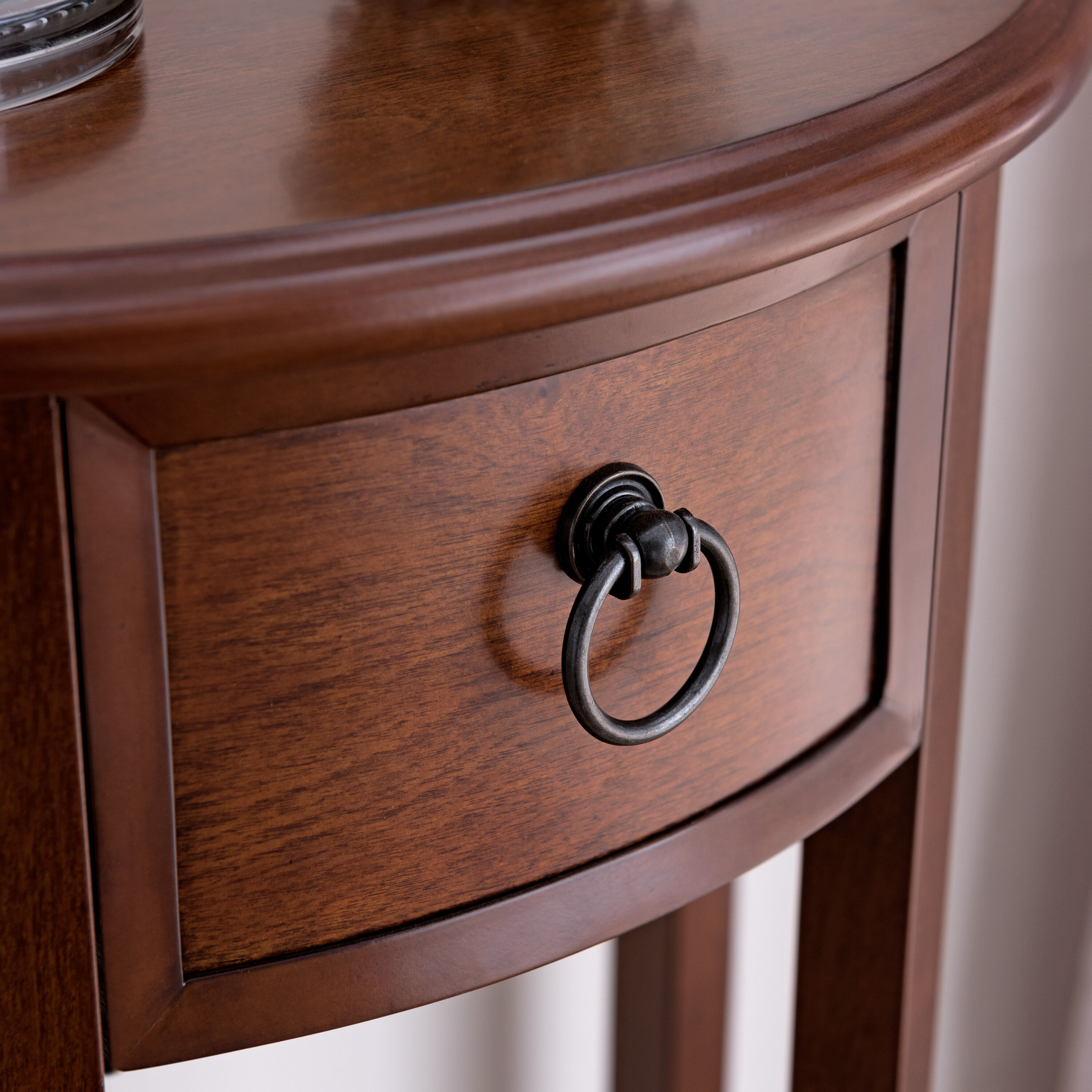 Round Chocolate Cherry Wood Hall Stand with Storage