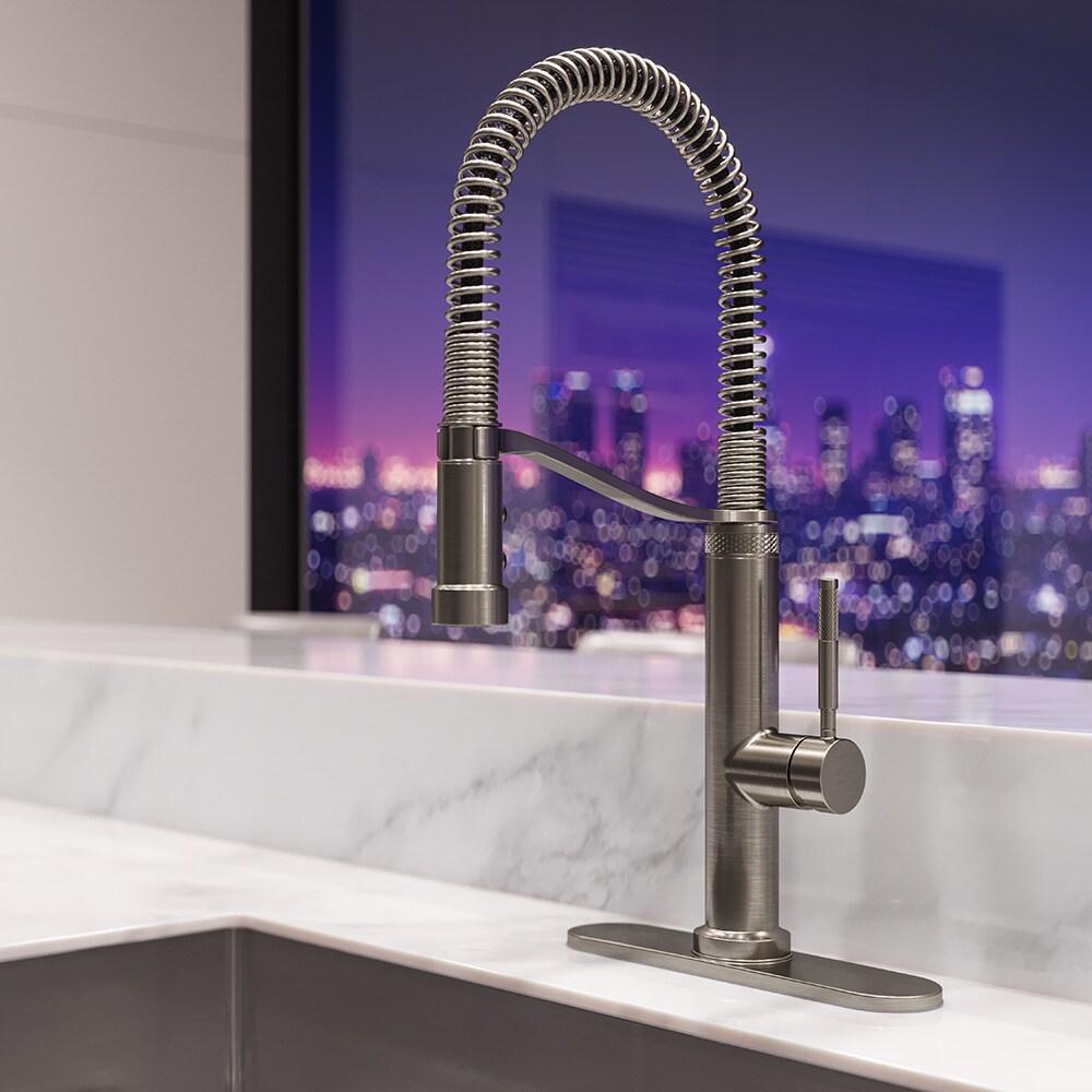 Pfister GT529BRUS Bruton Stainless Steel Single Handle Deck-mount Pull-down Kitchen Faucet with Sprayer