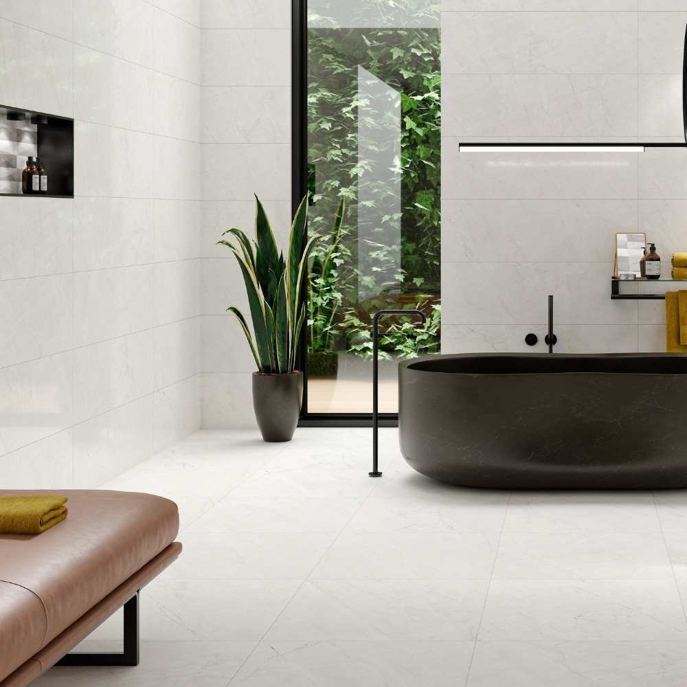 40+ White Floor Tiles for Your Living Room, Bathroom