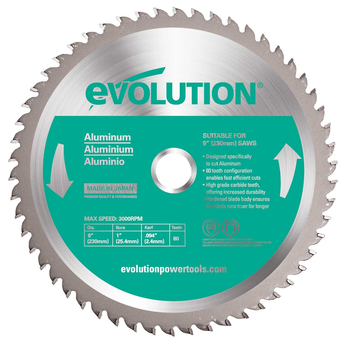 Evolution 9-in 80-Tooth Tungsten Carbide-tipped Steel Circular Saw Blade in  the Circular Saw Blades department at