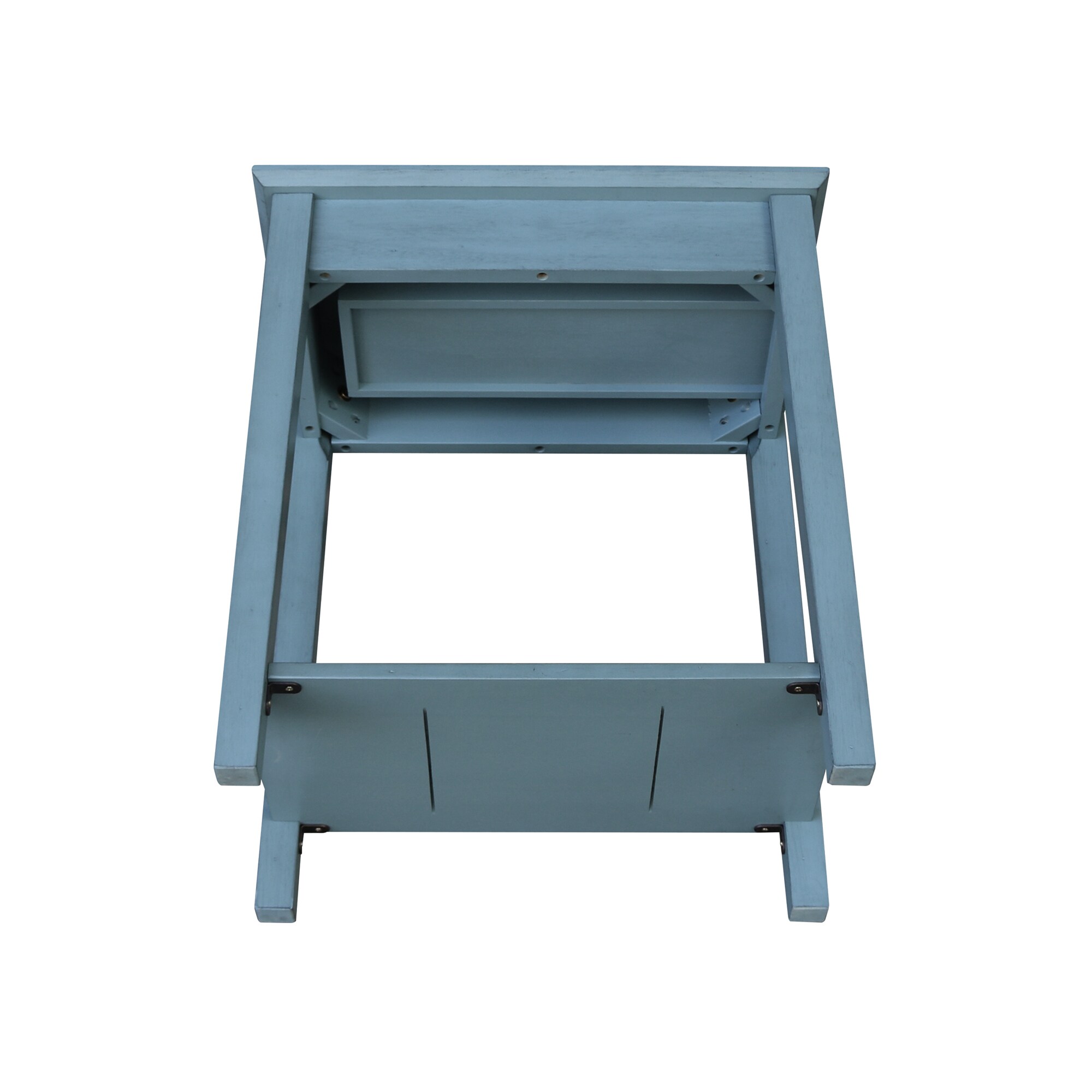 Ocean Blue Traditional Elegant Solid Parawood End Table with Storage