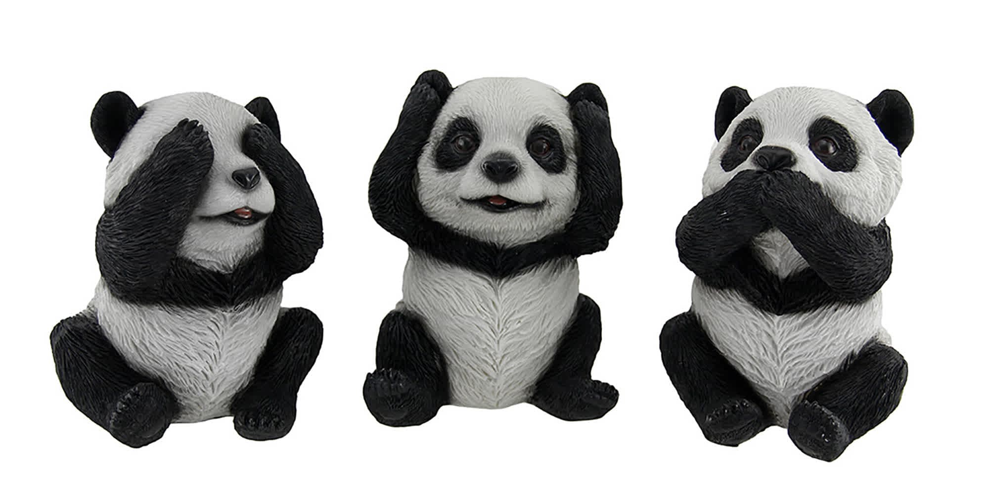 Zeckos 3 Piece See Hear Speak No Evil Sitting Baby Panda Bear Set