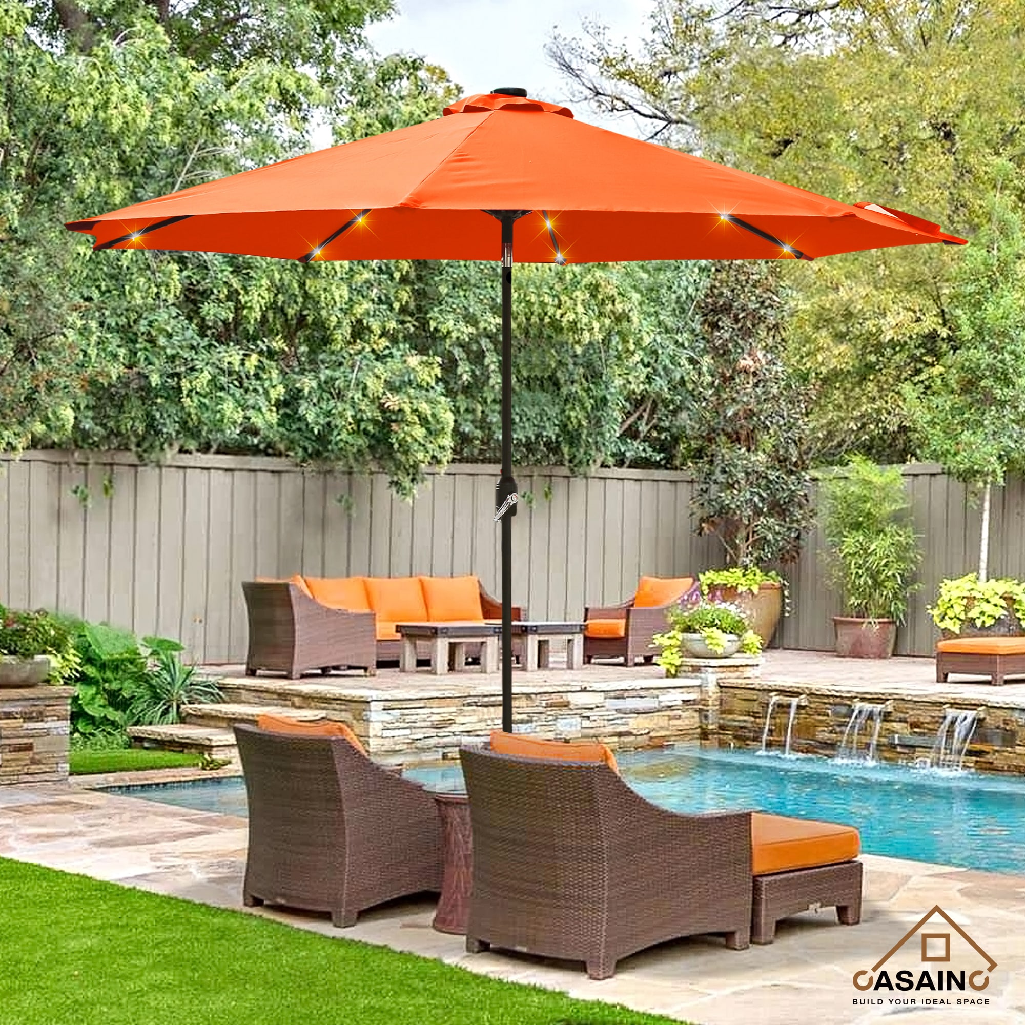 changeable patio umbrellas Elm 10 ft. Outdoor / Cantilever Hanging Umbrella and weather Sumyeg 9-ft Aluminum Orange Push-button