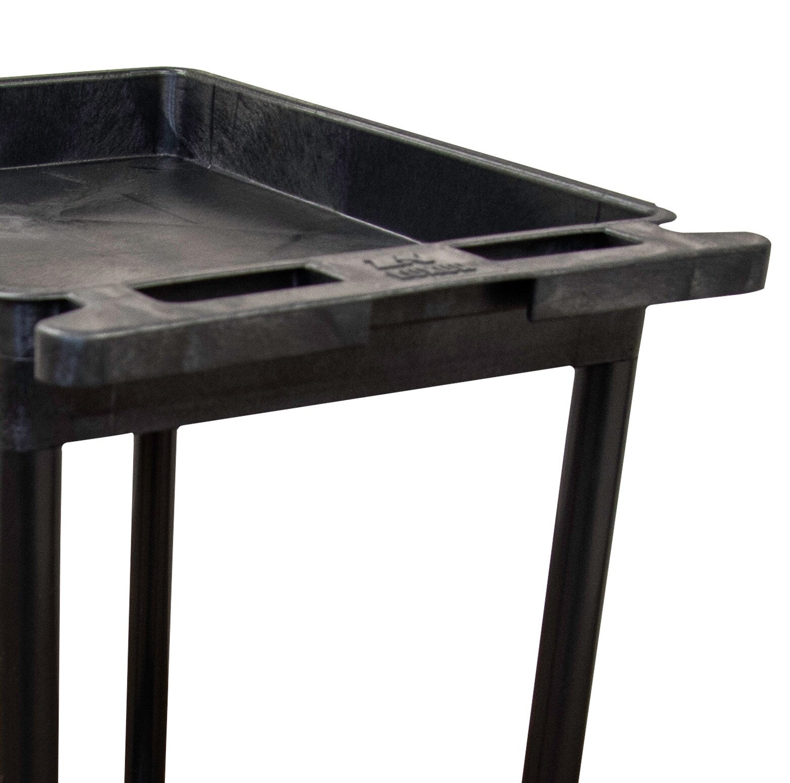 Black HDPE 2-Shelf Utility Cart with 4" Wheels
