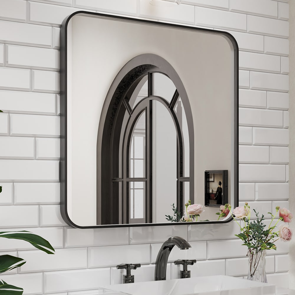 waterpar WPLO-2054 36-Inches x 36-Inches Framed Rectangle Bathroom Vanity Mirror ( Black )