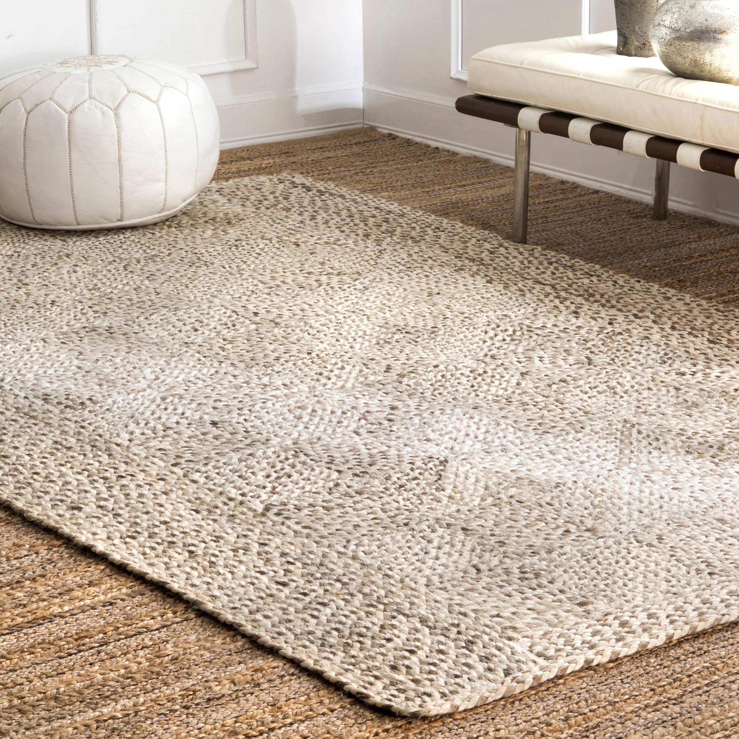 Handmade Natural Jute Trellis Braided Rectangular Area Rug 10' x 14'