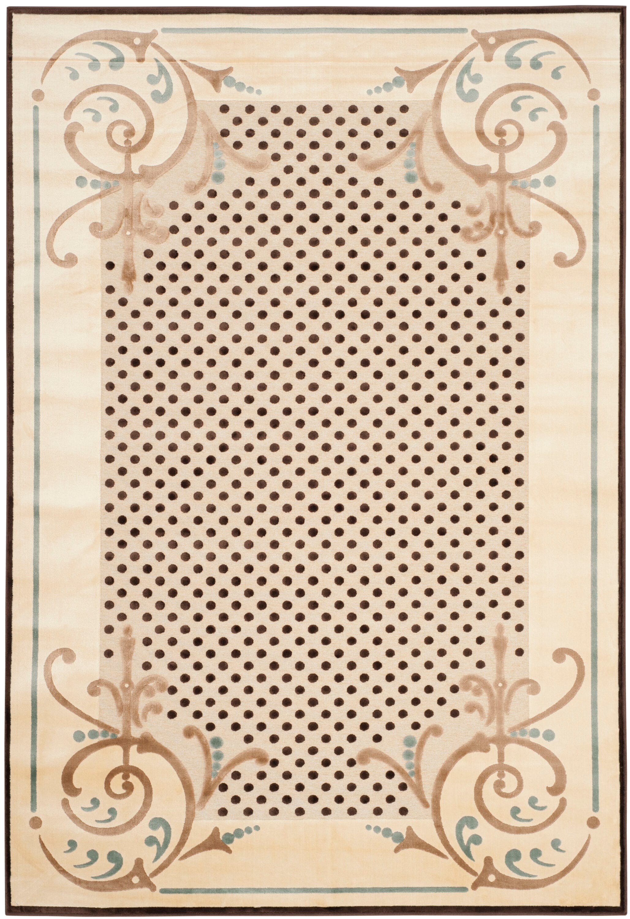 Handmade Brown and Cream Tufted Wool-Viscose Rectangular Rug