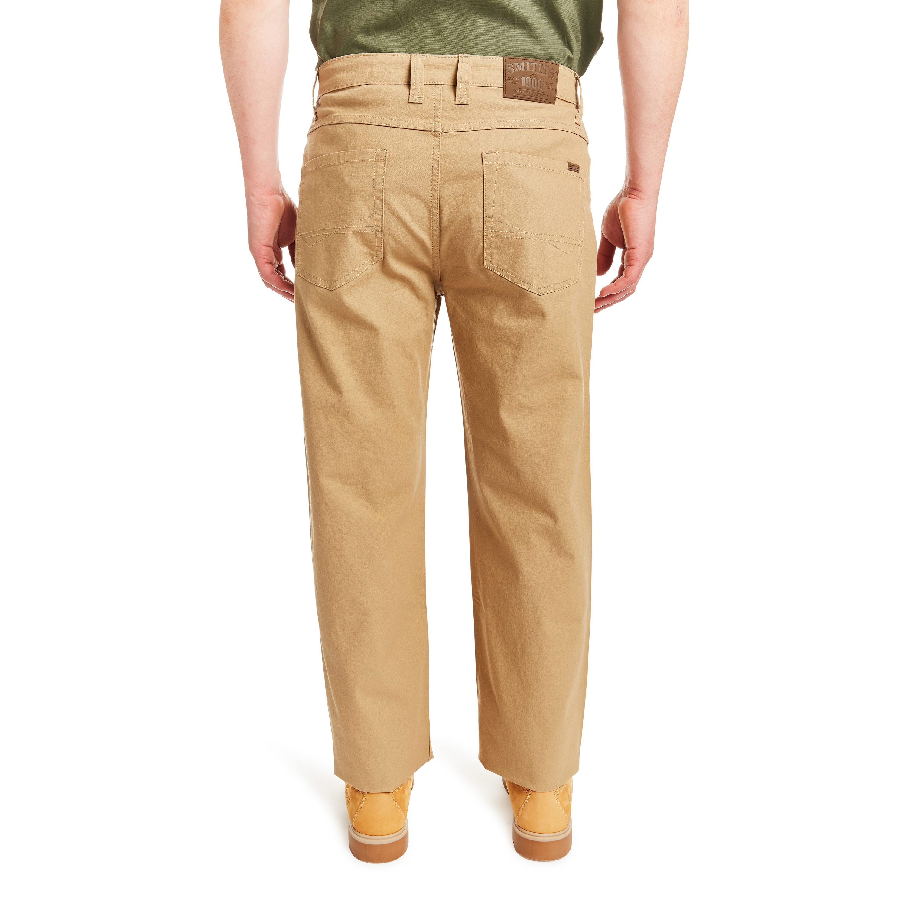 Smith's Workwear Men's Relaxed Fit Khaki Stretch Canvas Work Pants