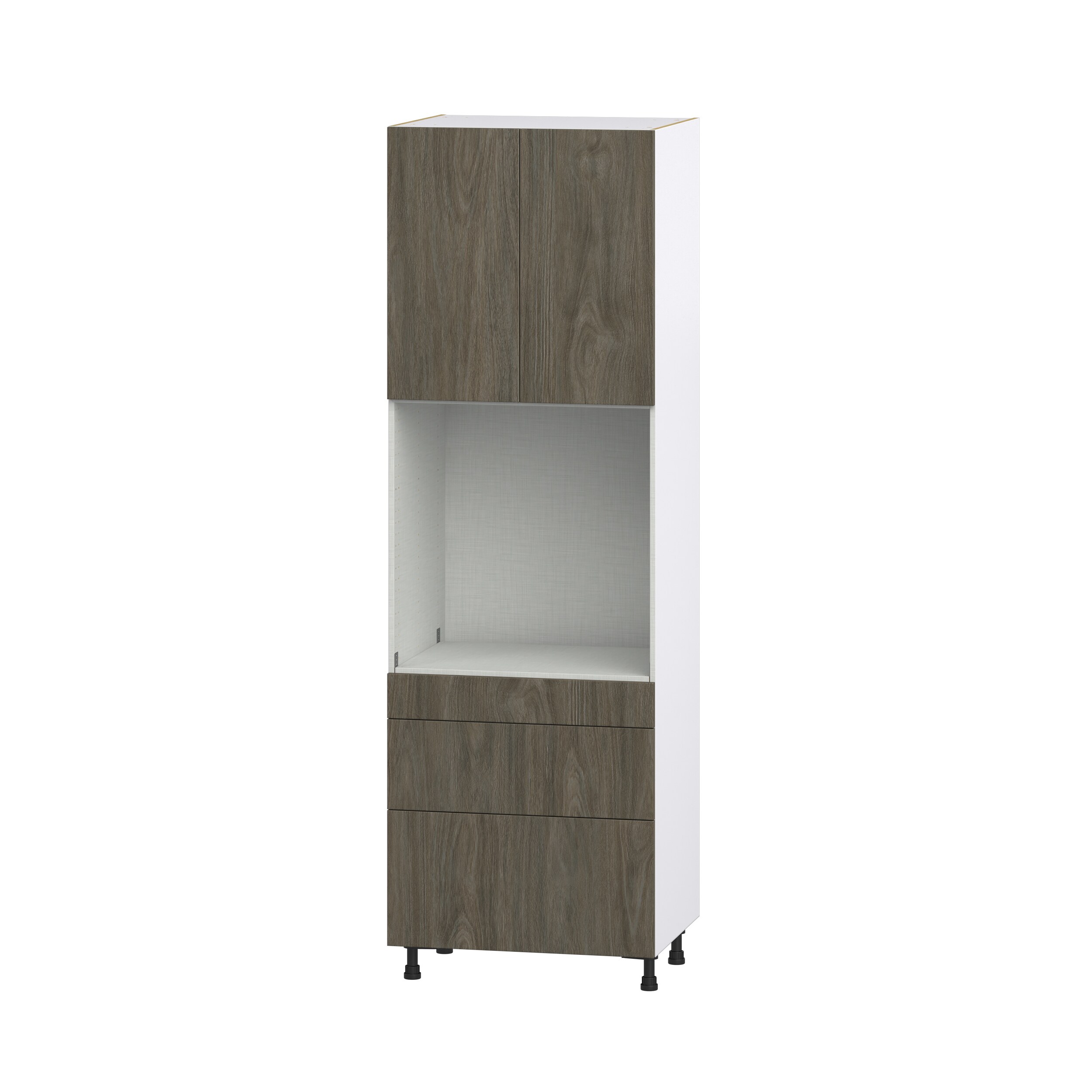 Hugo&Borg DSTO3D3094.5-SA Savane 30-in W x 94.5-in H x 24-in D Textmel 3 -Drawers Single oven Pantry Fully assembled Cabinet (Flat Panel Slab)