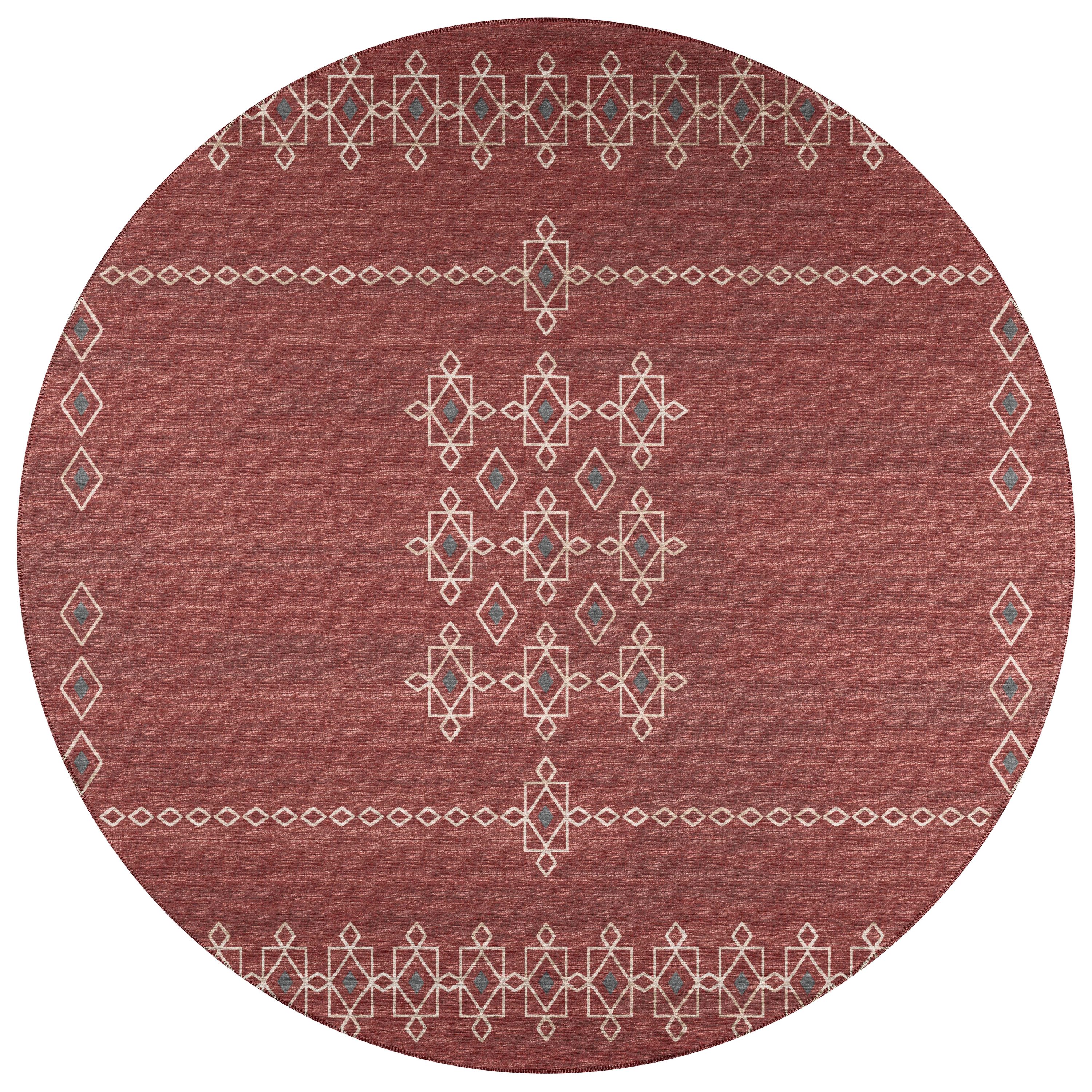 Addison Rugs AYU33CA8RO Yuma 8 x 8 (ft) Chenille Canyon Round Indoor/Outdoor Geometric Oriental Area rug