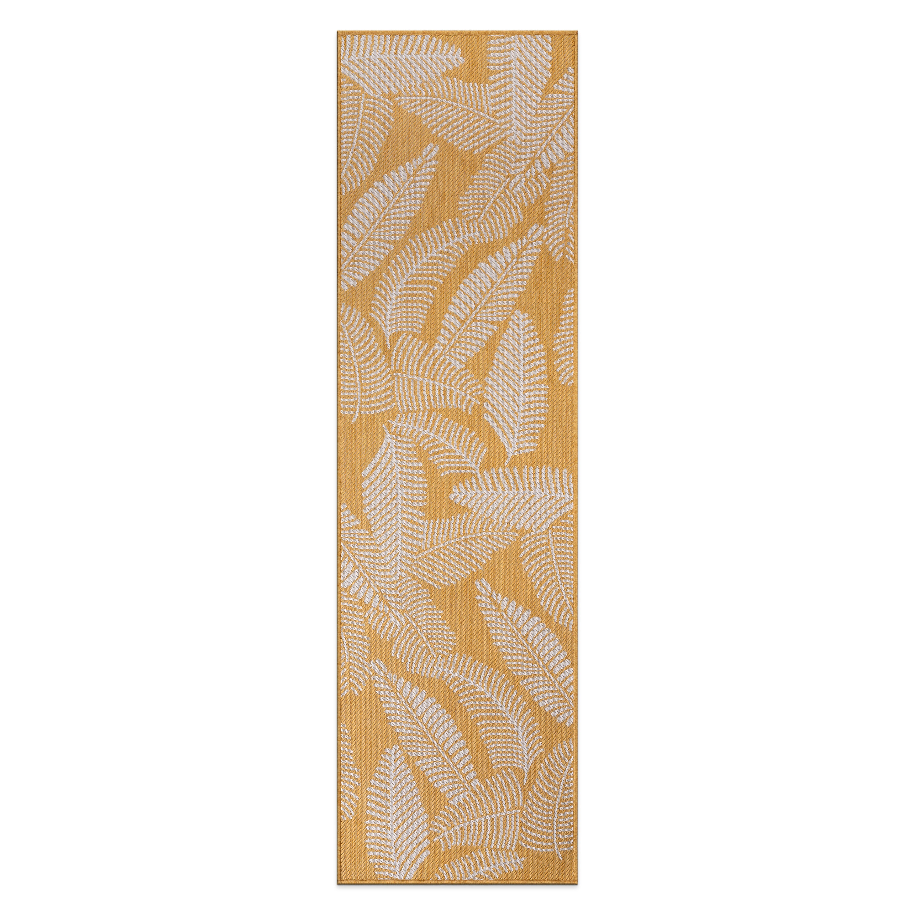 World Rug Gallery 114YELLOW2X7 Summer 2 x 7 (ft) Loomed Polypropylene Yellow Rectangular Indoor/Outdoor Floral/Botanical Tropical Area rug