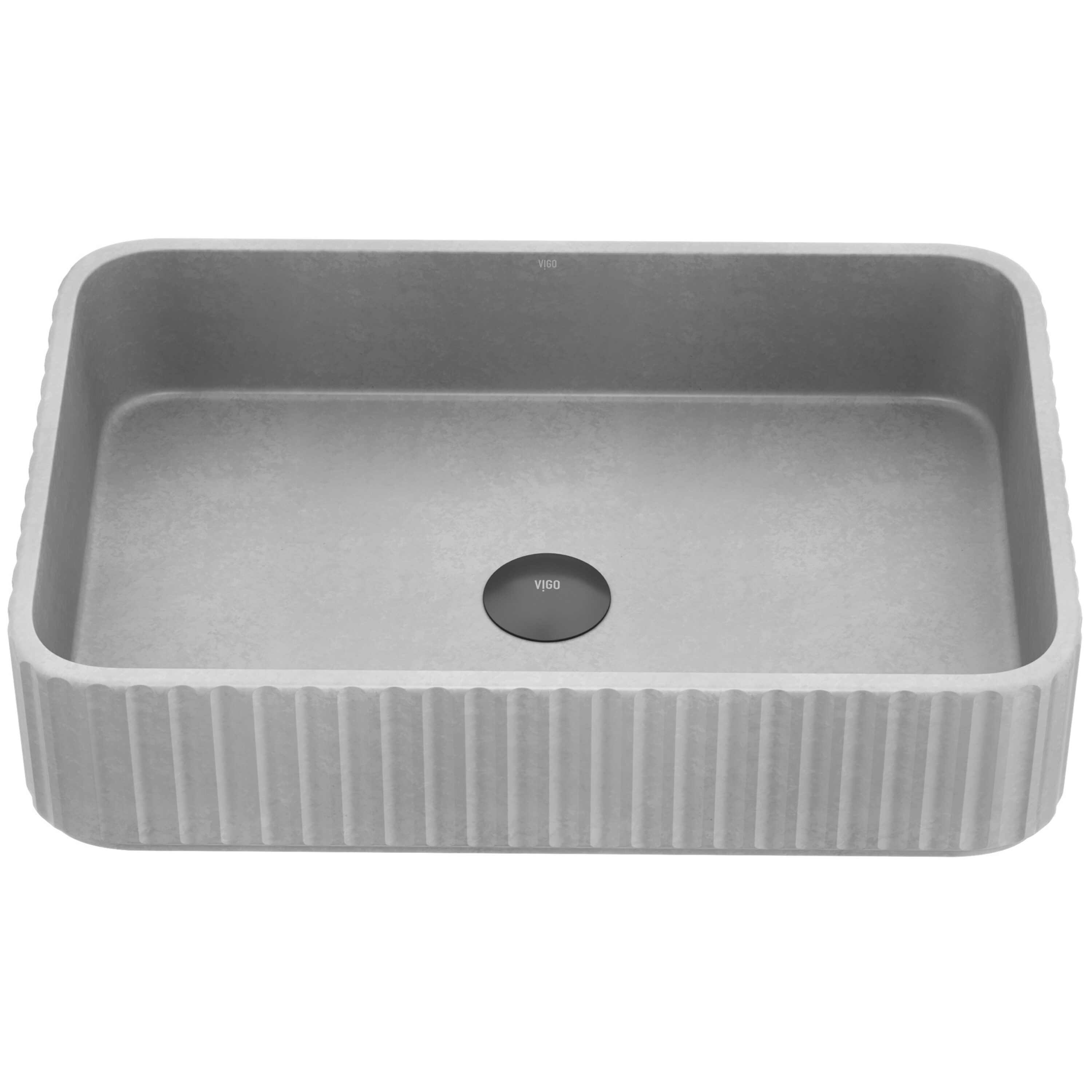 VIGO VG04073 Windsor Concrete 14-in Vessel Rectangular Modern Gray Bathroom Sink
