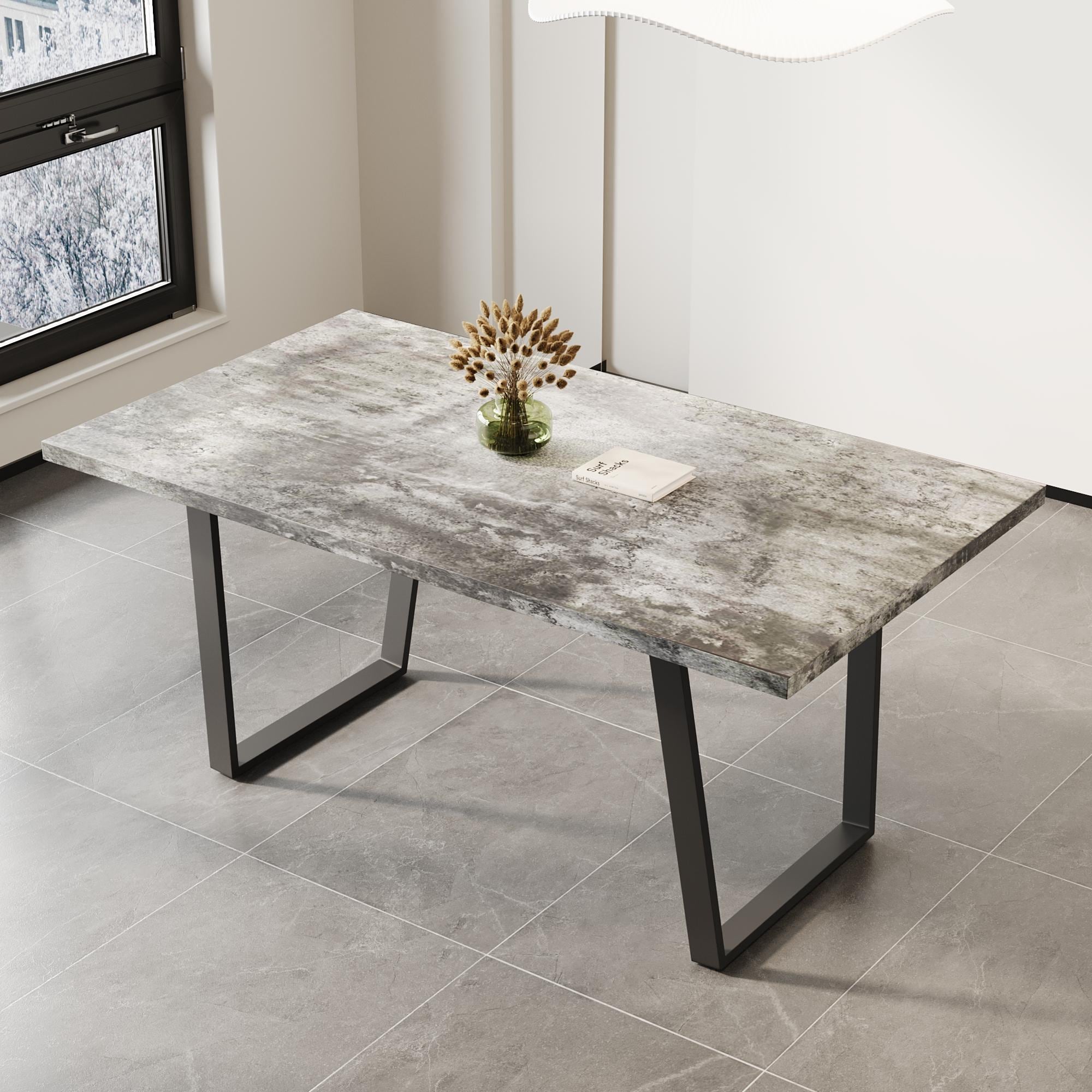 Bayfeve BF-241149-IN Simple and Modern Design Dining Table Gray Contemporary/Modern Dining Table, MDF with MDF Composite 62.9-in L x 29.5-in H