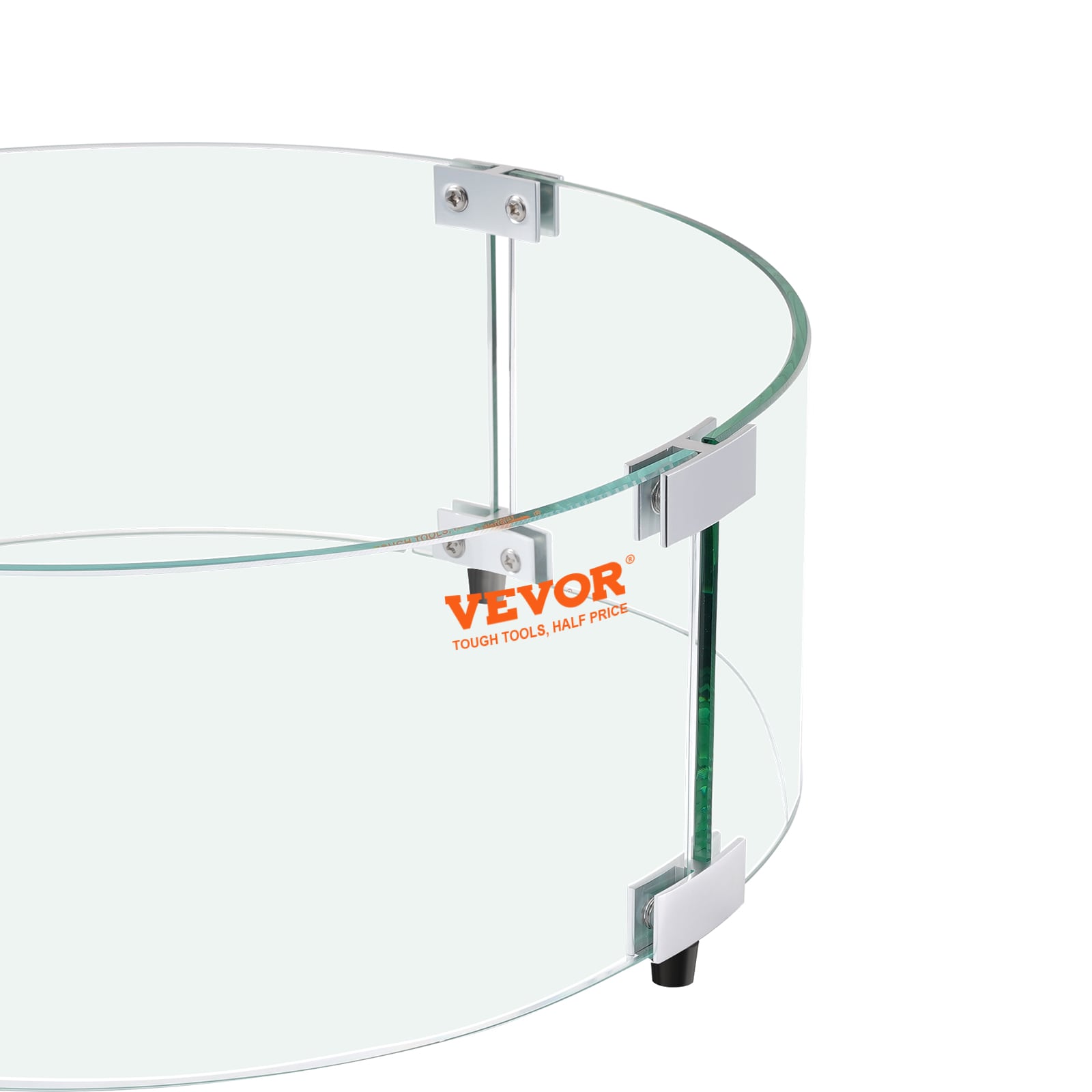 Round Glass and Aluminum Fire Pit Wind Guard