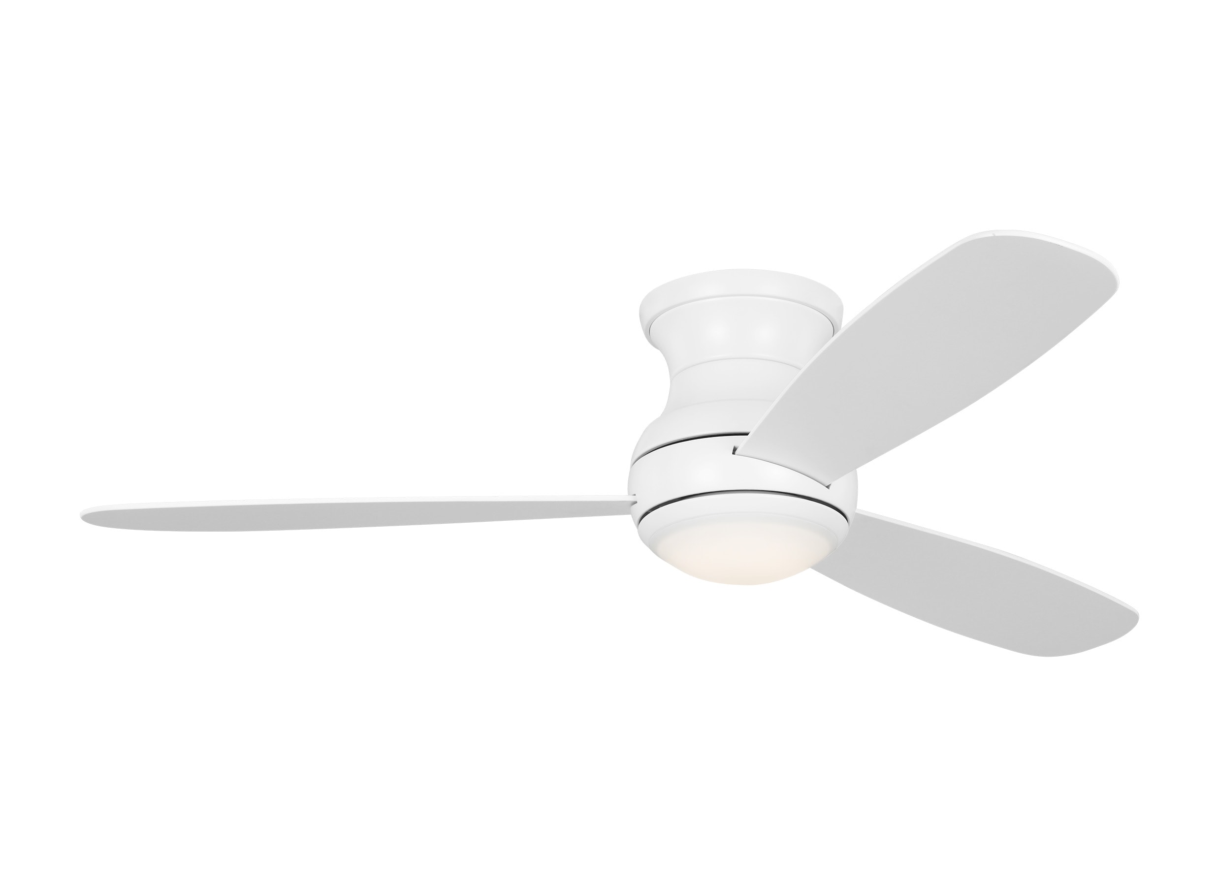 Generation Lighting 3OBSHR52RZWD Orbis Hugger 52-in Integrated LED Flush Mount Matte White with Midnight Black Blades Ceiling Fan With Light ( 3 -Blade )