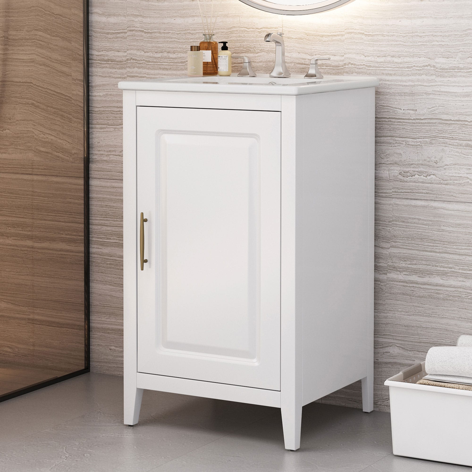 Christopher Knight Home 322888 20in Bathroom Vanity with Sink and Functional Drawers