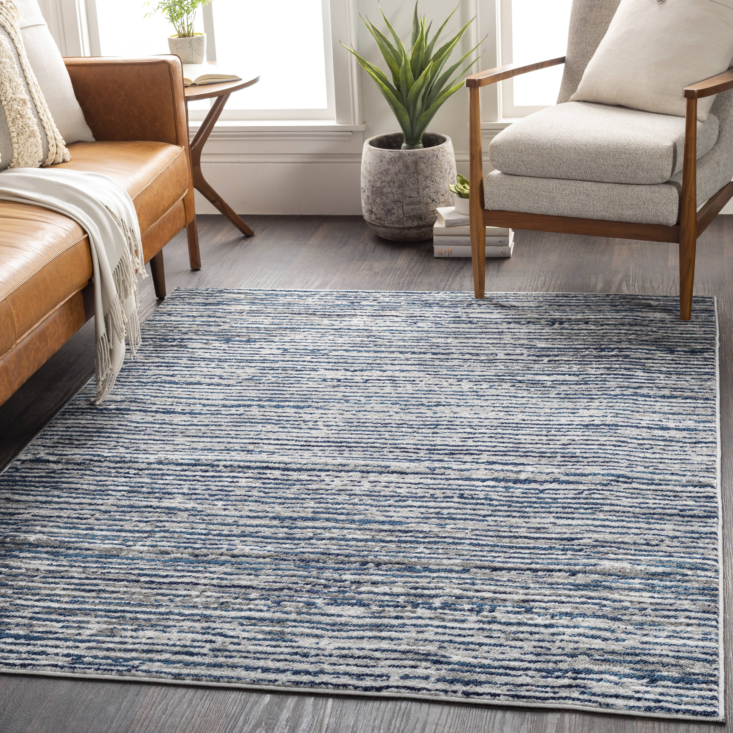Surya Monte Carlo 8 X 10 (ft) Navy Indoor Stripe Area Rug in the Rugs  department at