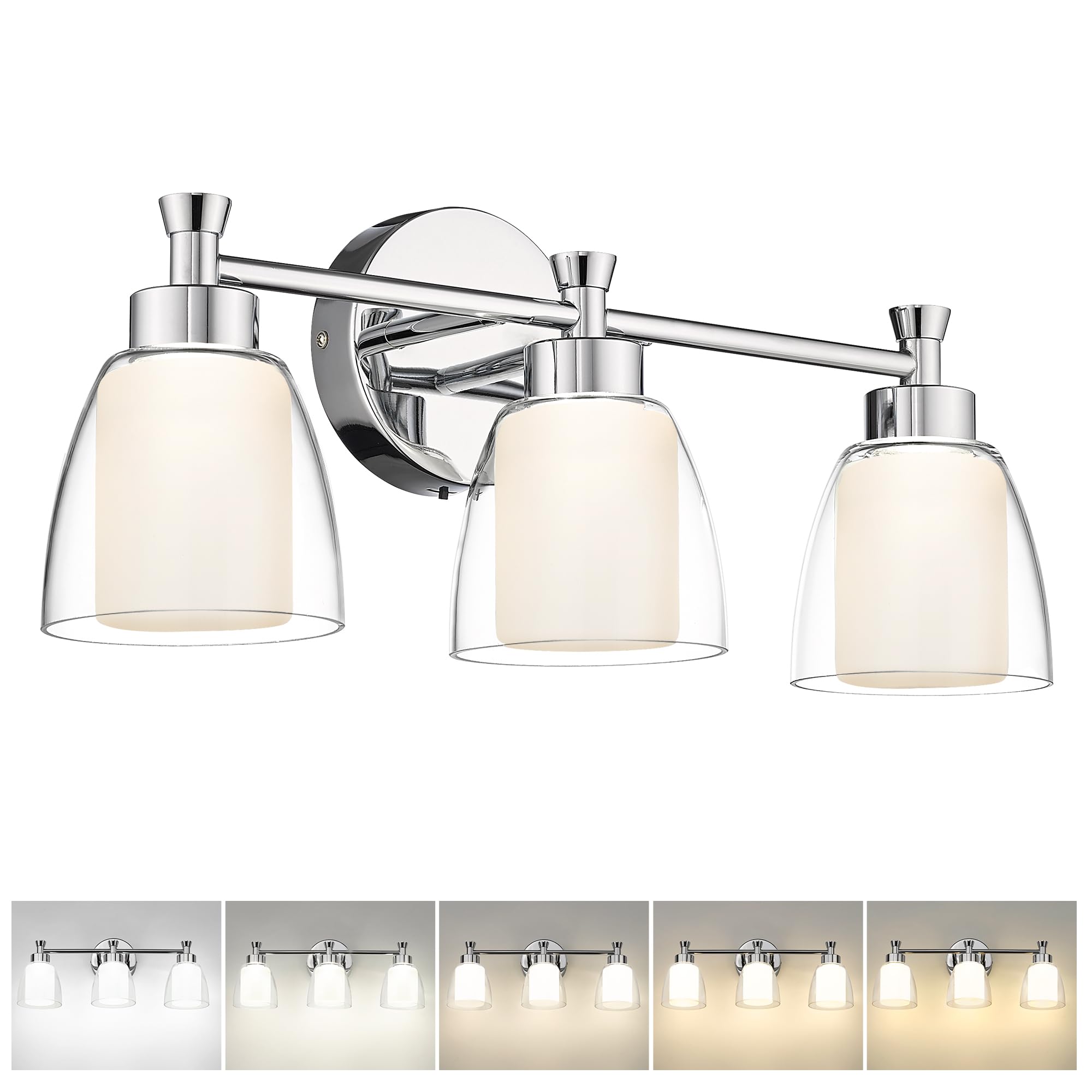 LTMATE LS5HJF95B-3W LED CH JAZAVA 20.5-in 3 -Light Chrome Integrated LED Industrial Vanity light