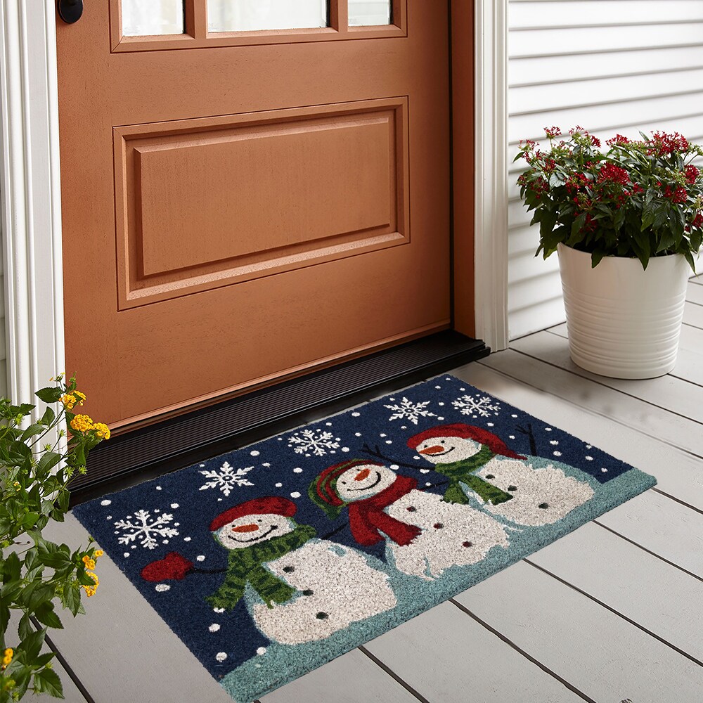 Winter Friends Snowman Doormat Cardinals Primitive Indoor Outdoor 18 x 30