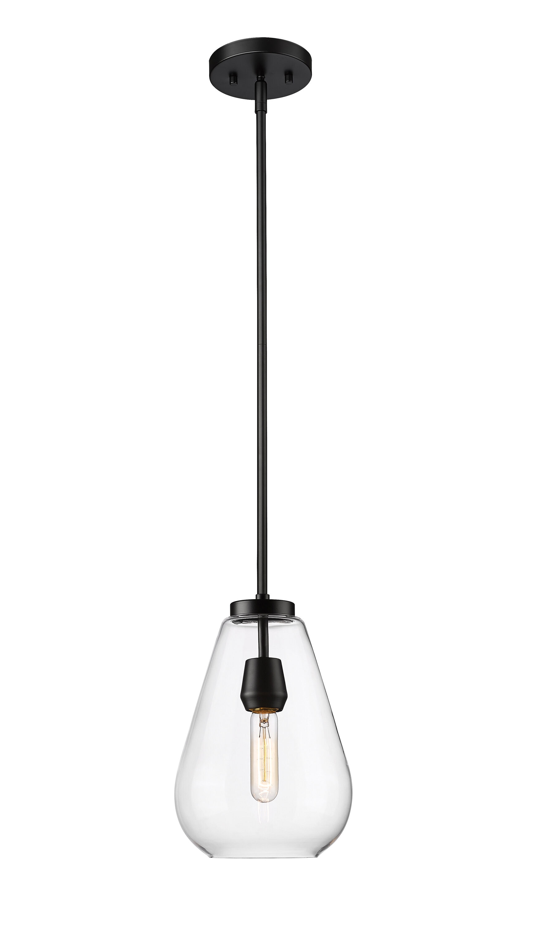 Z-Lite 488P8-MB Ayra 1 -Light Matte Black Transitional Clear glass Teardrop Small Hanging Pendant light