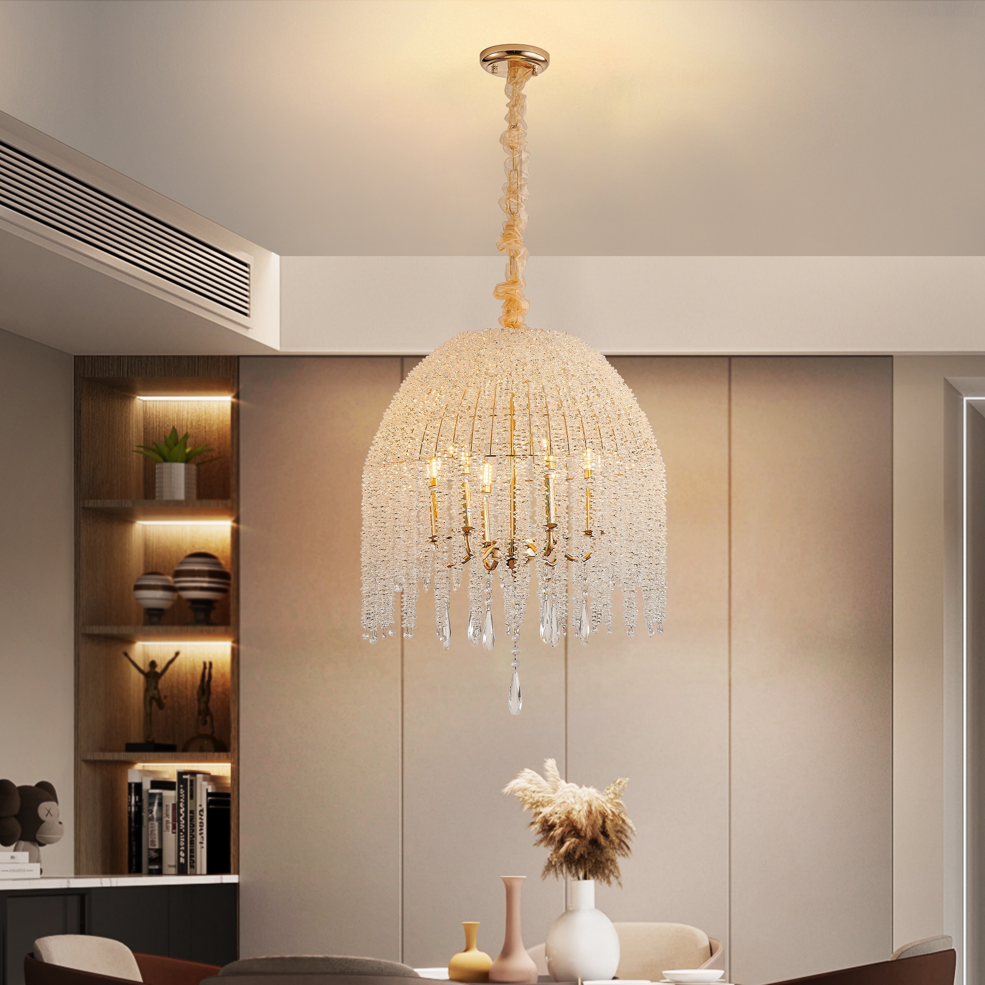 Alexis Two-Tone Antique Brass & Black 6-Light Chandelier