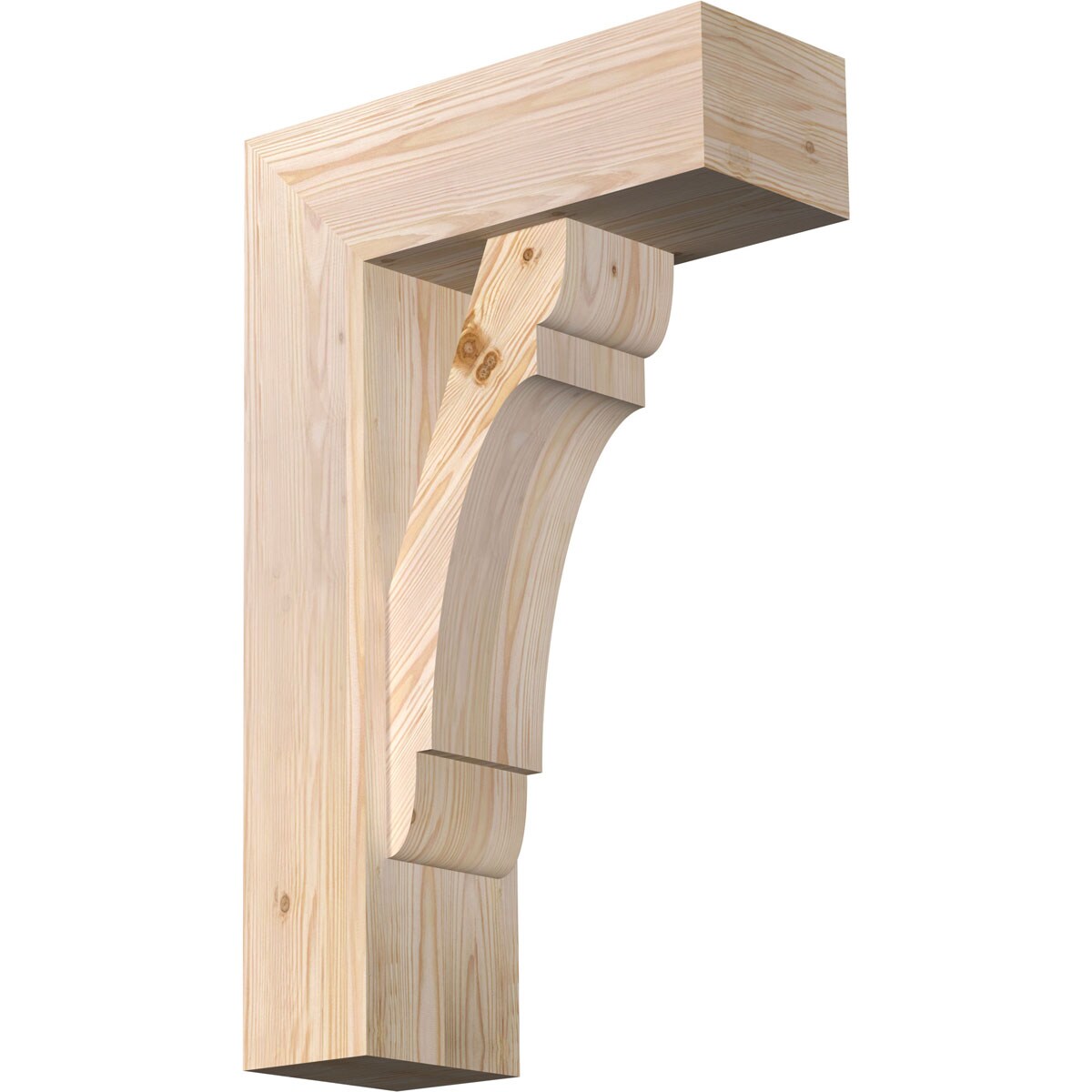 Ekena Millwork 1463769 Olympic block smooth bracket with offset brace Douglas Fir Wood Standard Bracket