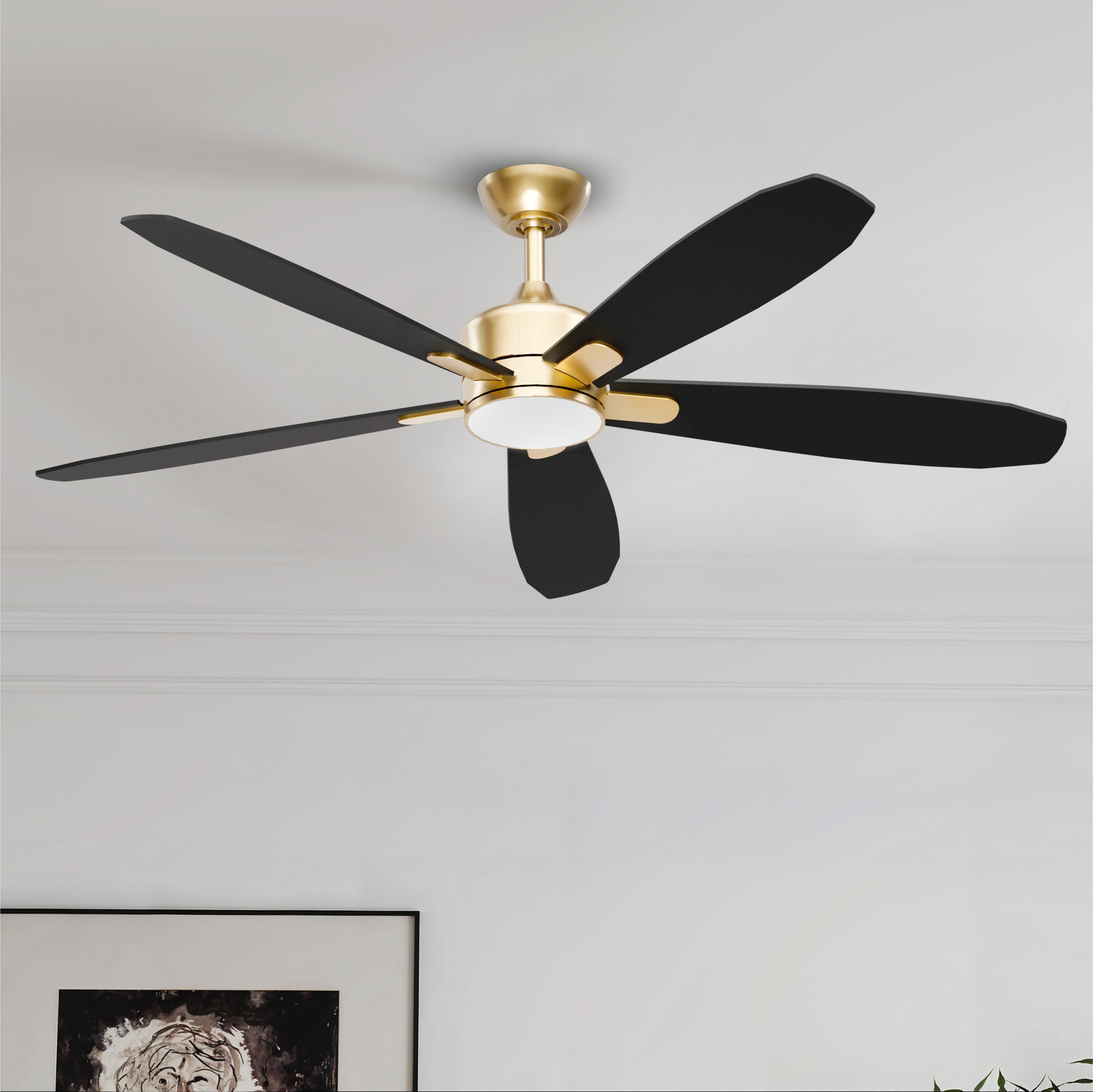 ALTITUDE DRGFY56-MCPRBODCMTR Dragonfly 56-in Color-Changing Integrated LED Outdoor Smart Matte Champagne with Plywood Blades Blades Ceiling Fan With Light - Remote Included ( 5 -Blade )