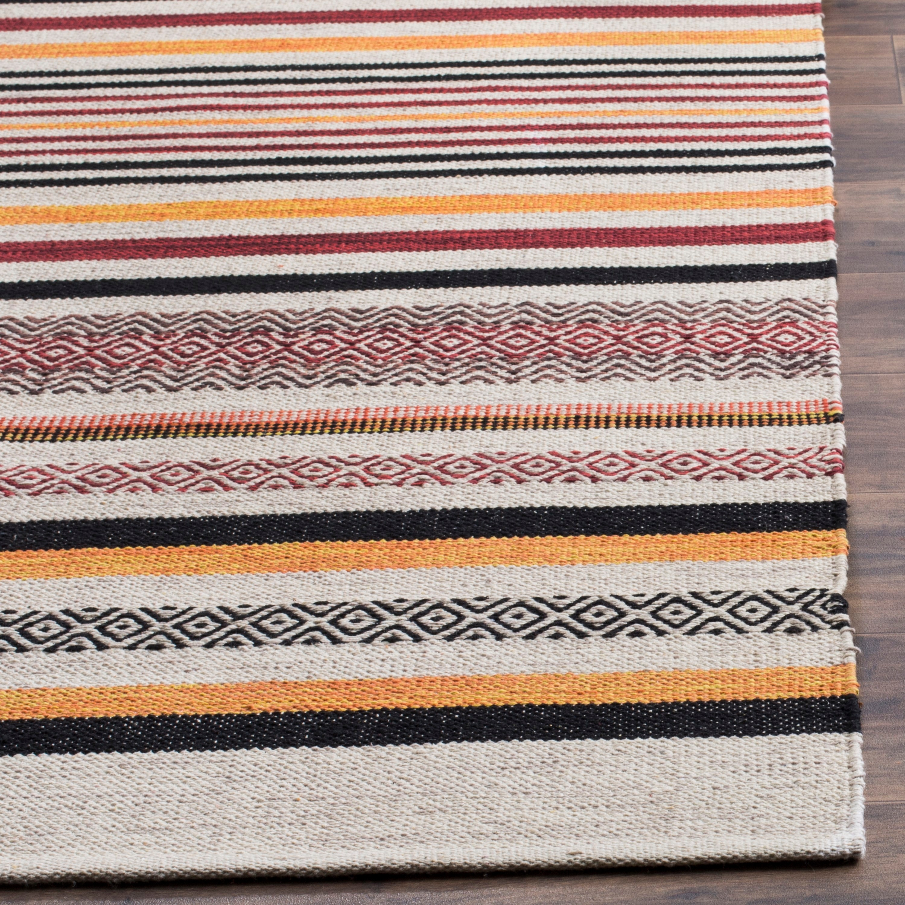Handmade Red and Multicolor Cotton Flat Woven Runner Rug