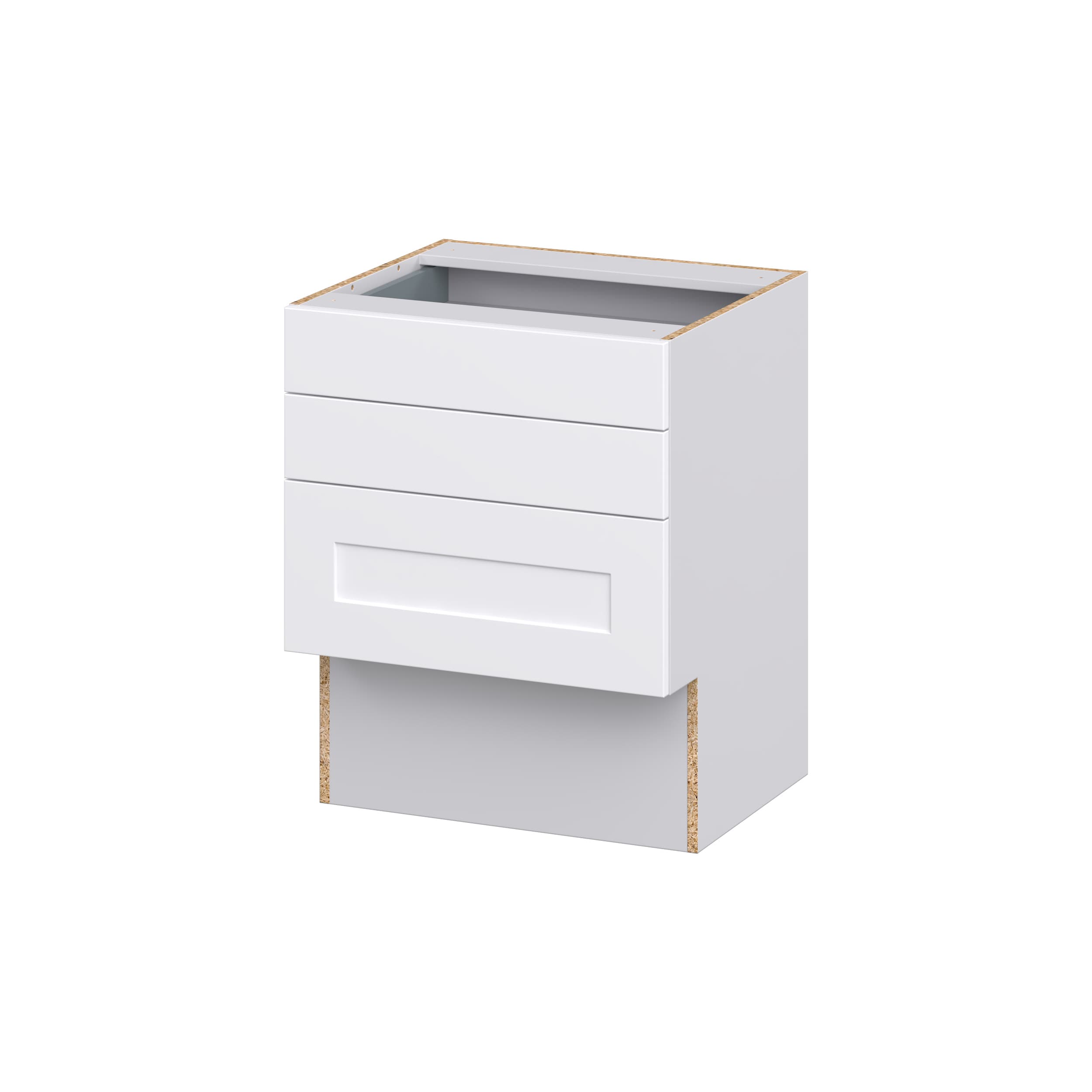 Hugo&Borg Jolie 24-in W x 30-in H x 21-in D Warm White 3-Drawer Base Fully Assembled Cabinet (Recessed Panel Style)
