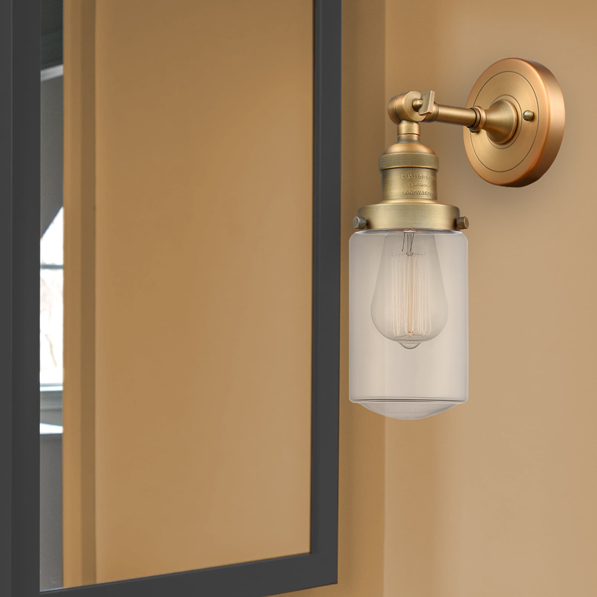 Innovations Lighting 203-BB-G312 Dover 4.5-in W 1 -Light Brushed Brass Wall Sconce