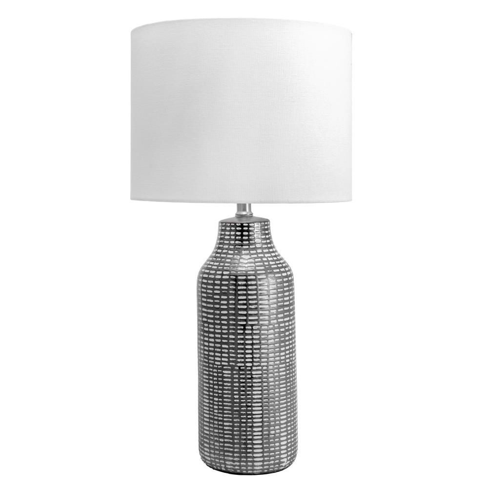 nuLOOM NPT20AA 26-in Black and White Table Lamp with Linen Shade