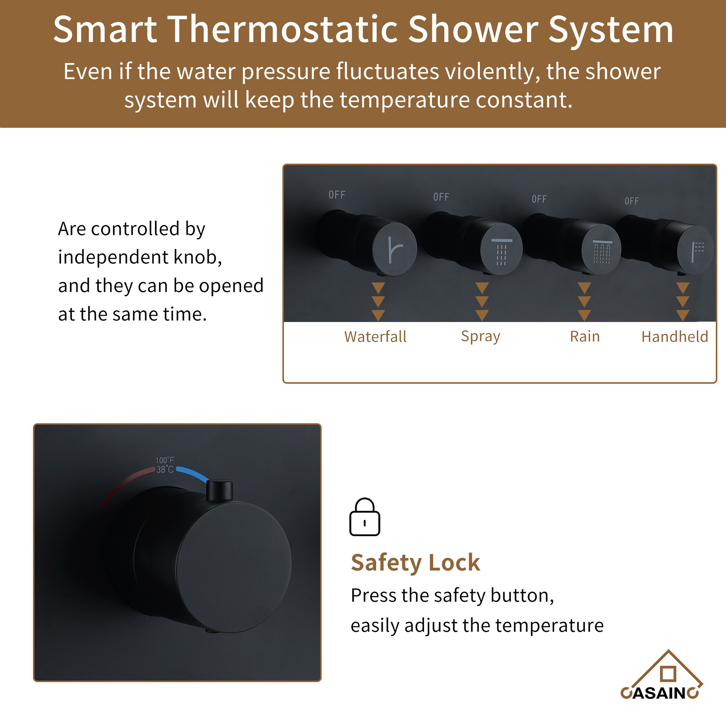 CASAINC CA-160209EB Showerhead-Bar-Panels - View #6