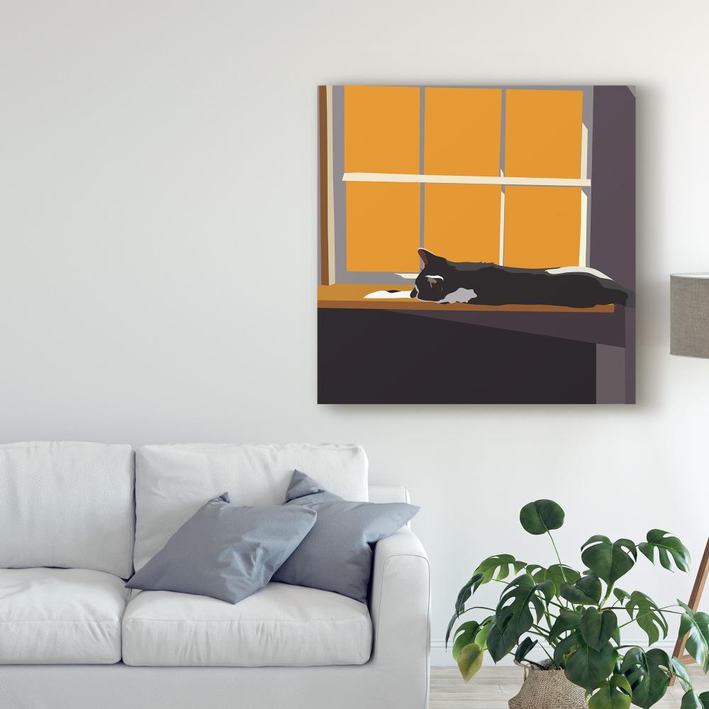 Trademark Fine Art WAG06383-C1414GG Emily Kalina "Cat On A Window Sill Ii" 14x14 Canvas Art Emily Kalina Multicolor 14-Inches H x 14-Inches W Animals Canvas Print