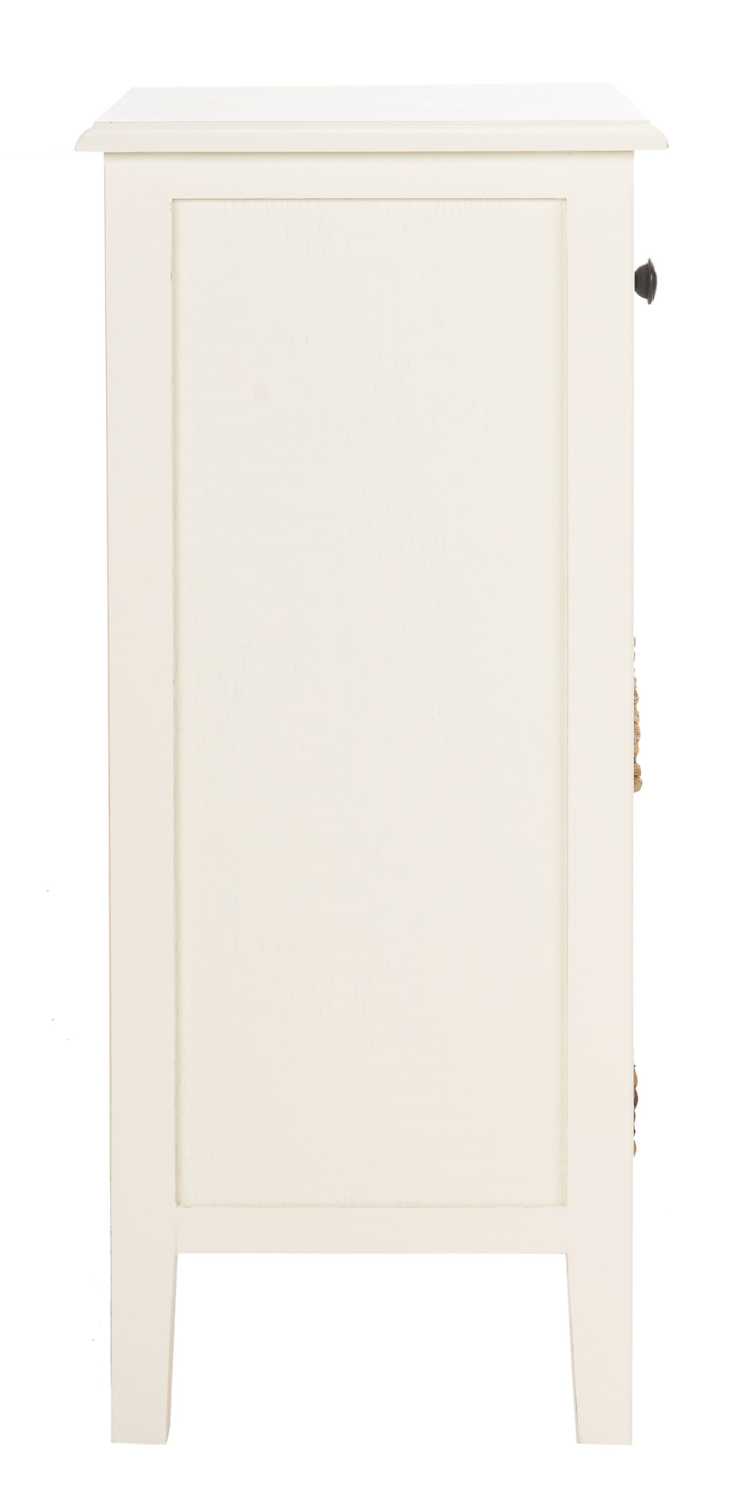 Everly Rectangular White Wood and Metal Side Table with 3 Drawers