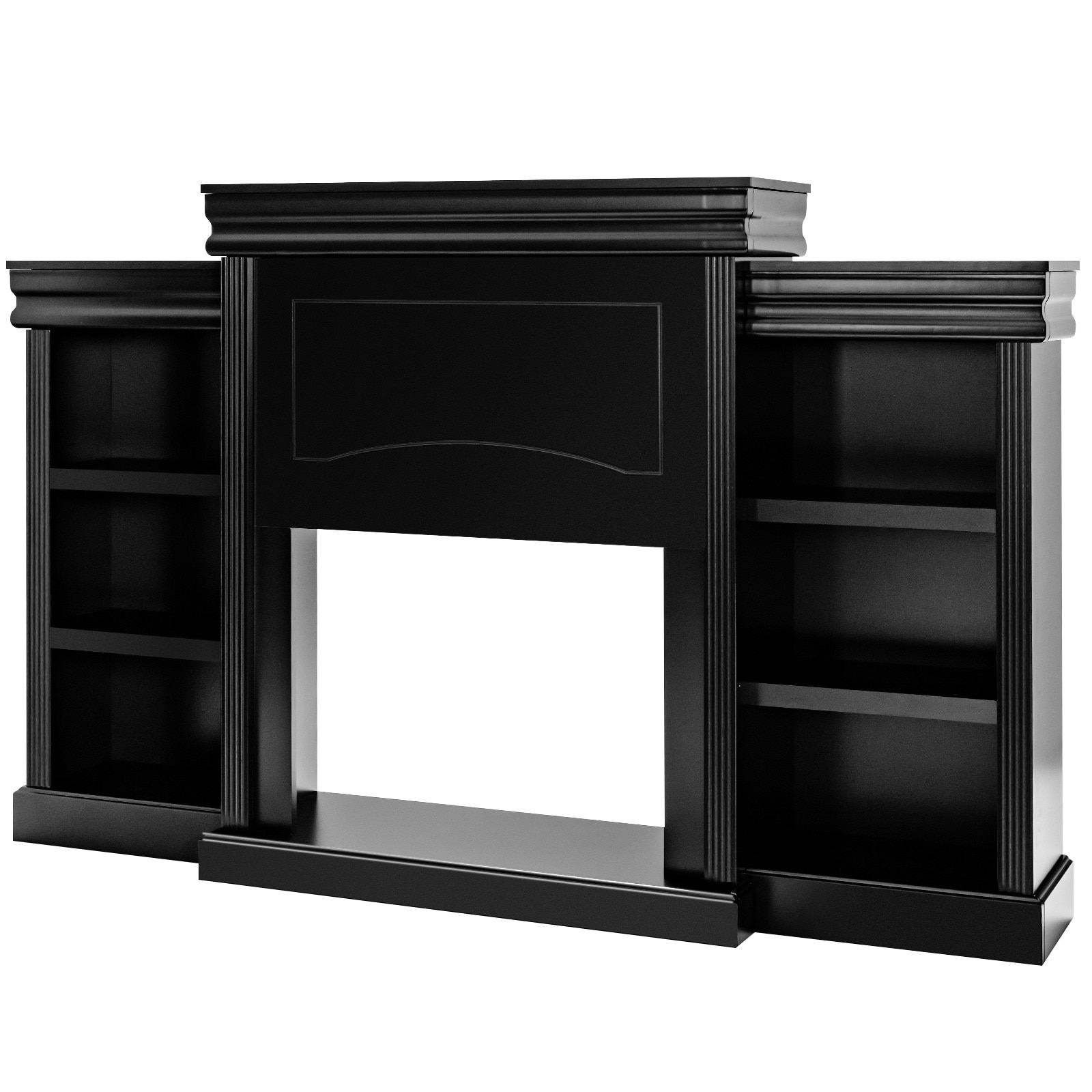 Slickblue 2-in-1 Fireplace TV Stand with Open Shelving Black Finish with Media Console - Accommodates Up to 40-in TVs – Ideal for Living Rooms and Bedrooms