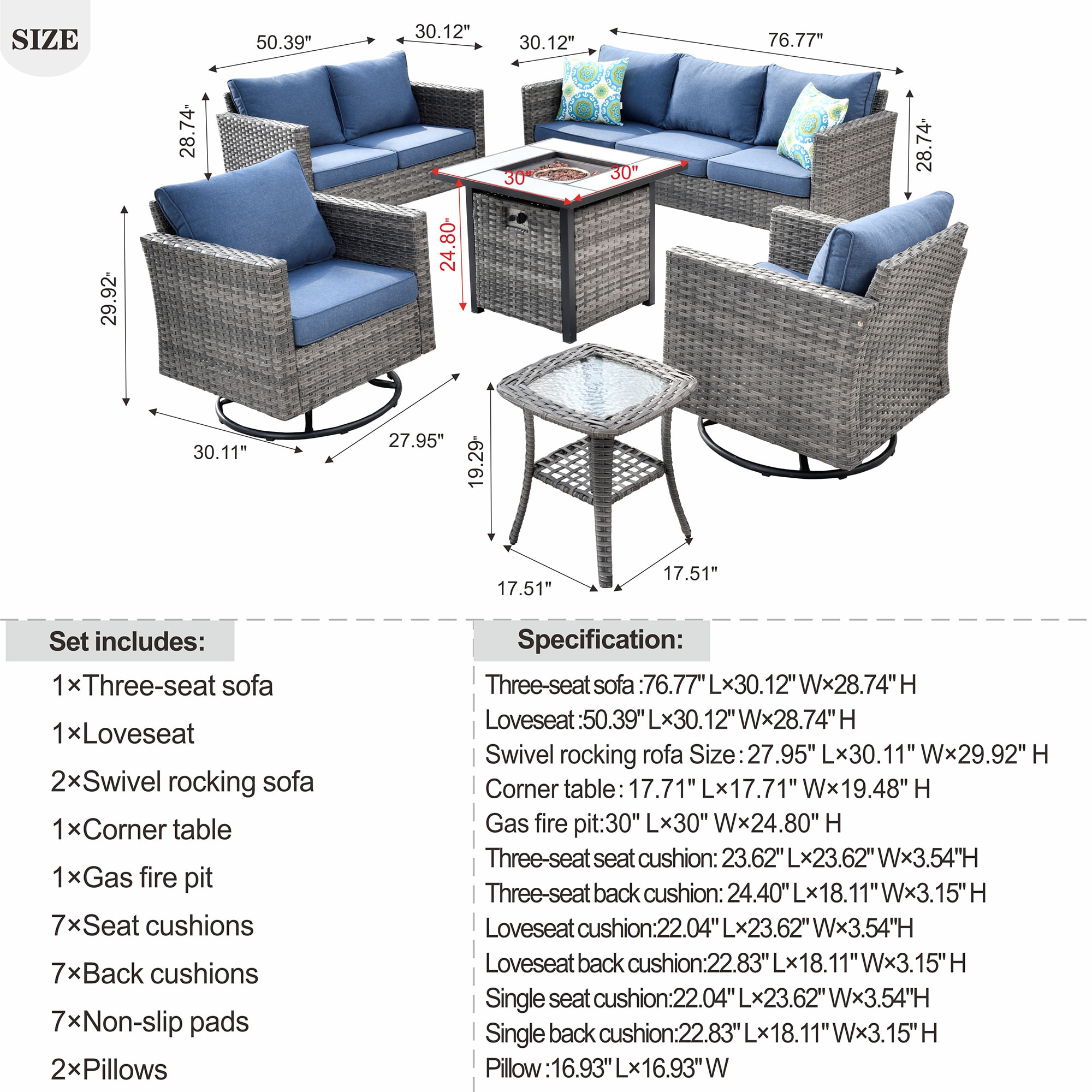 Ovios FPLRS300-6Y Patio-Conversation-Sets - View #9