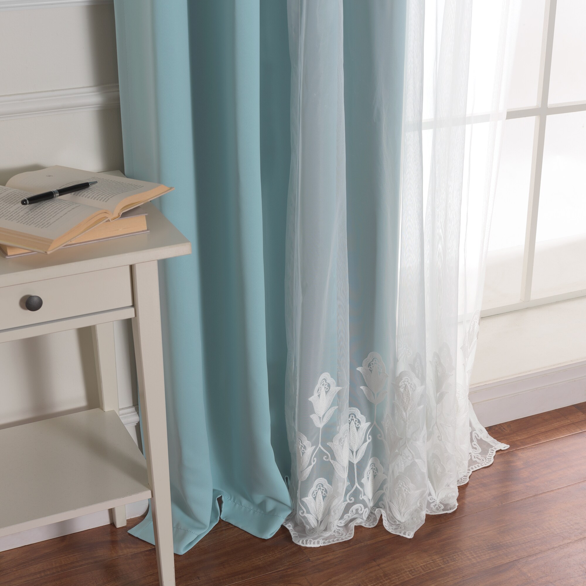 Best Home Fashion MM-TULIP-96-TURQ curtains - View #5