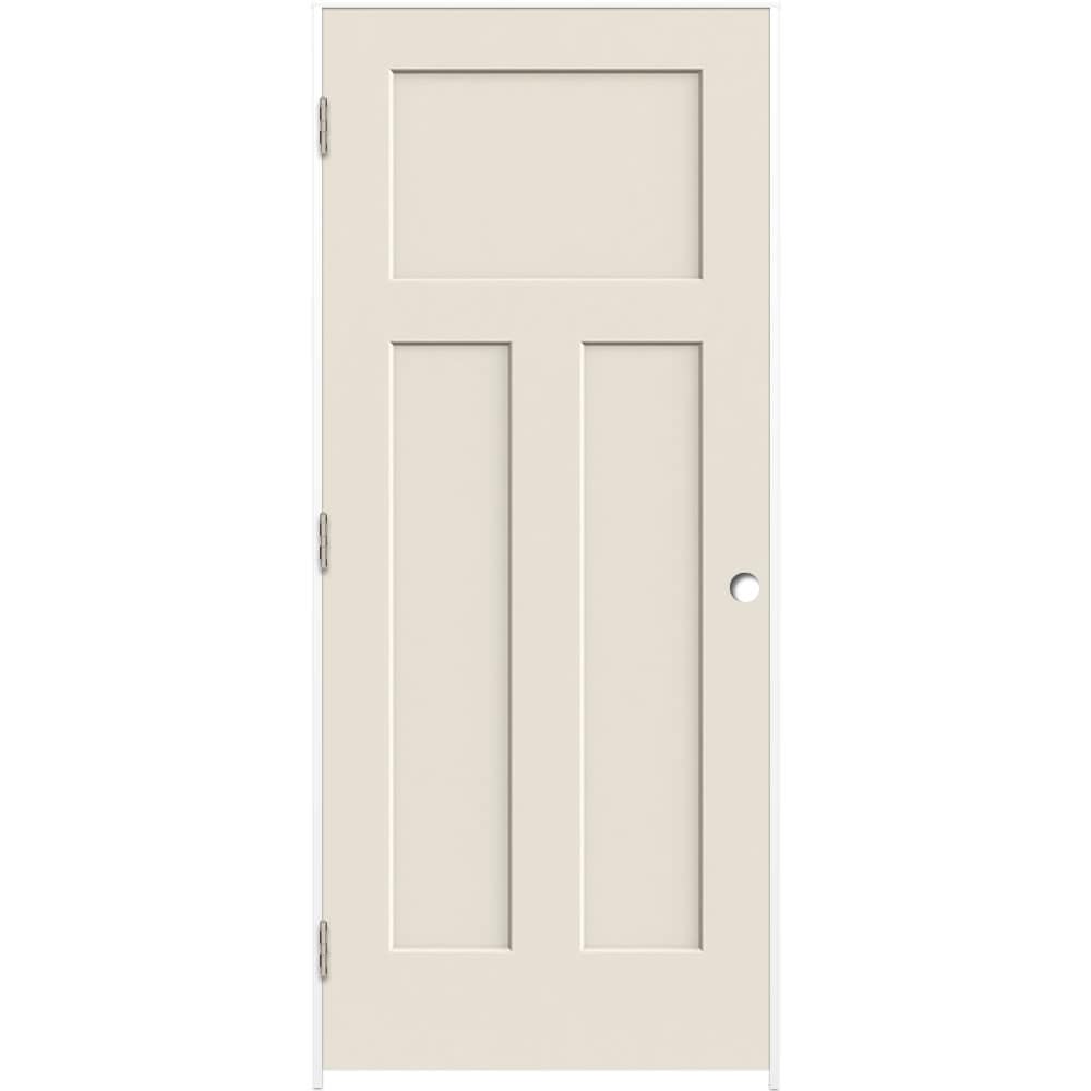 RELIABILT 36-in x 80-in Hollow Core 3-panel Craftsman Right Hand Smooth Primed Molded Composite Flat Jamb Single Prehung Interior Door in White -  LOE830679