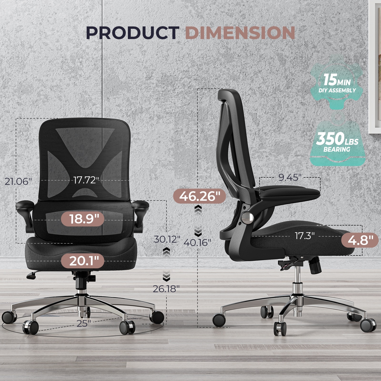 Wooakway OC028-BK Office-Chairs - View #7