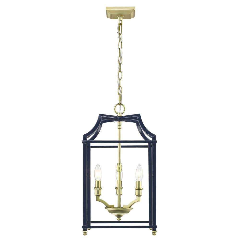Golden Lighting Leighton Satin Brass Transitional Lantern Pendant Light