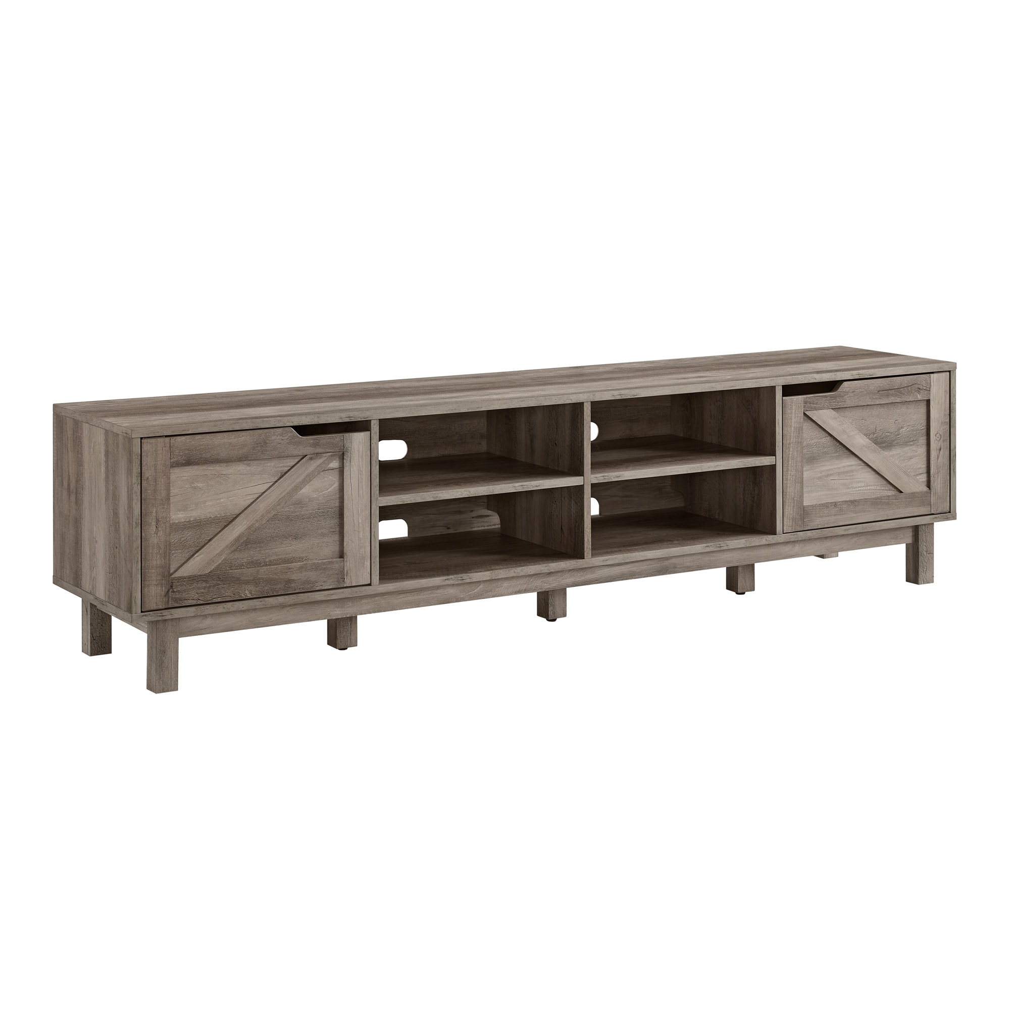 LOVMOR SF-M-B185P169007 Rustic Barndoor OpenStorage TV Stand for TVs up to 80 inches  Grey Wash