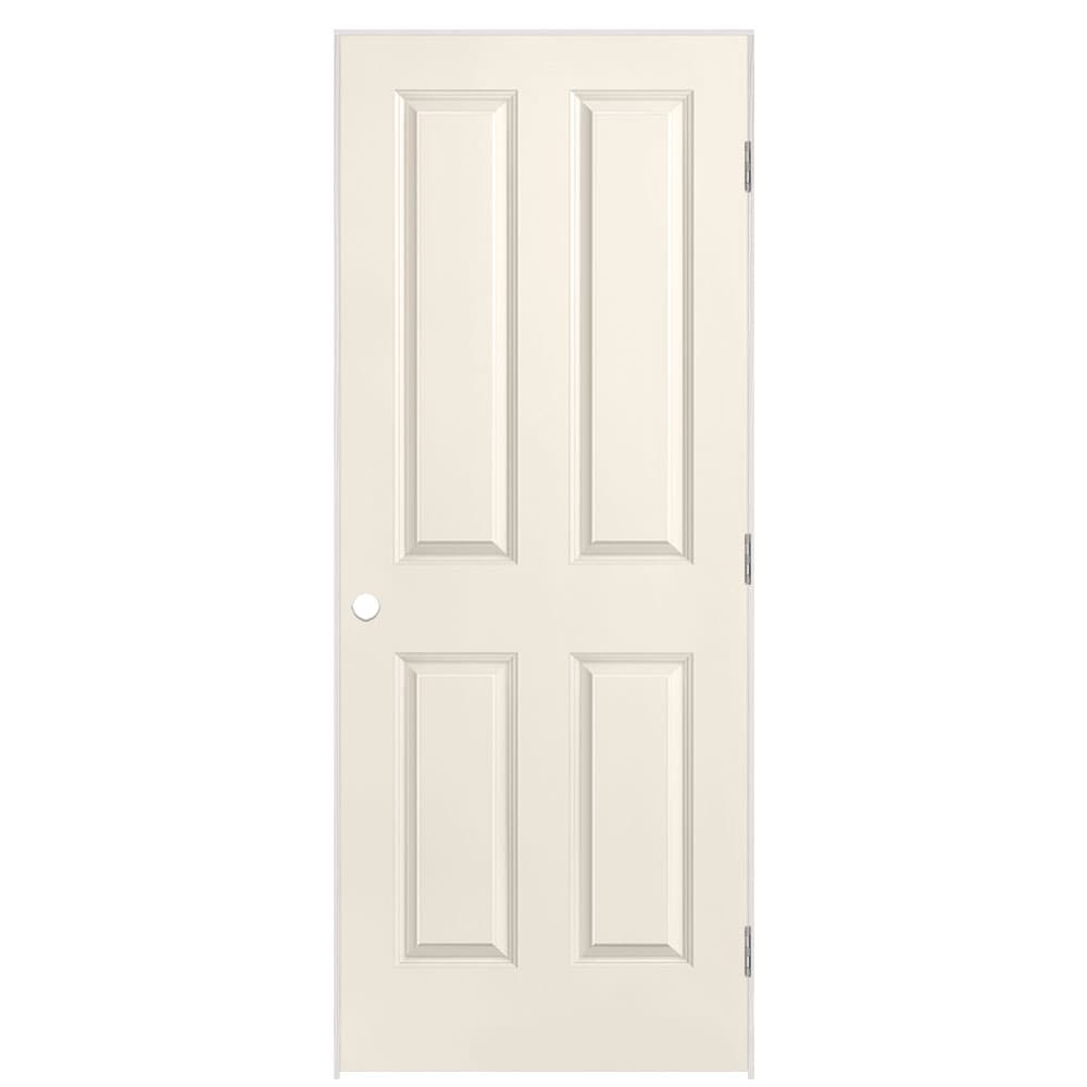 Masonite Traditional 32-in x 80-in Moonglow 4 Panel Square Solid Core Prefinished Molded Composite Left Hand Single Prehung Interior Door in White -  1316485