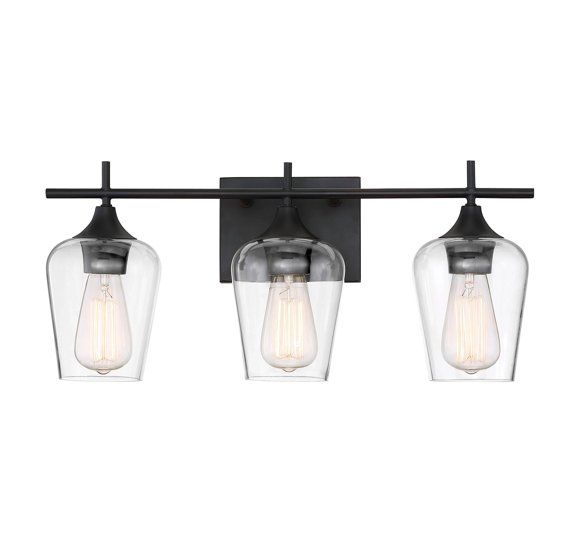 Octave 3-Light Bronze Vanity Fixture with Clear Glass Shades