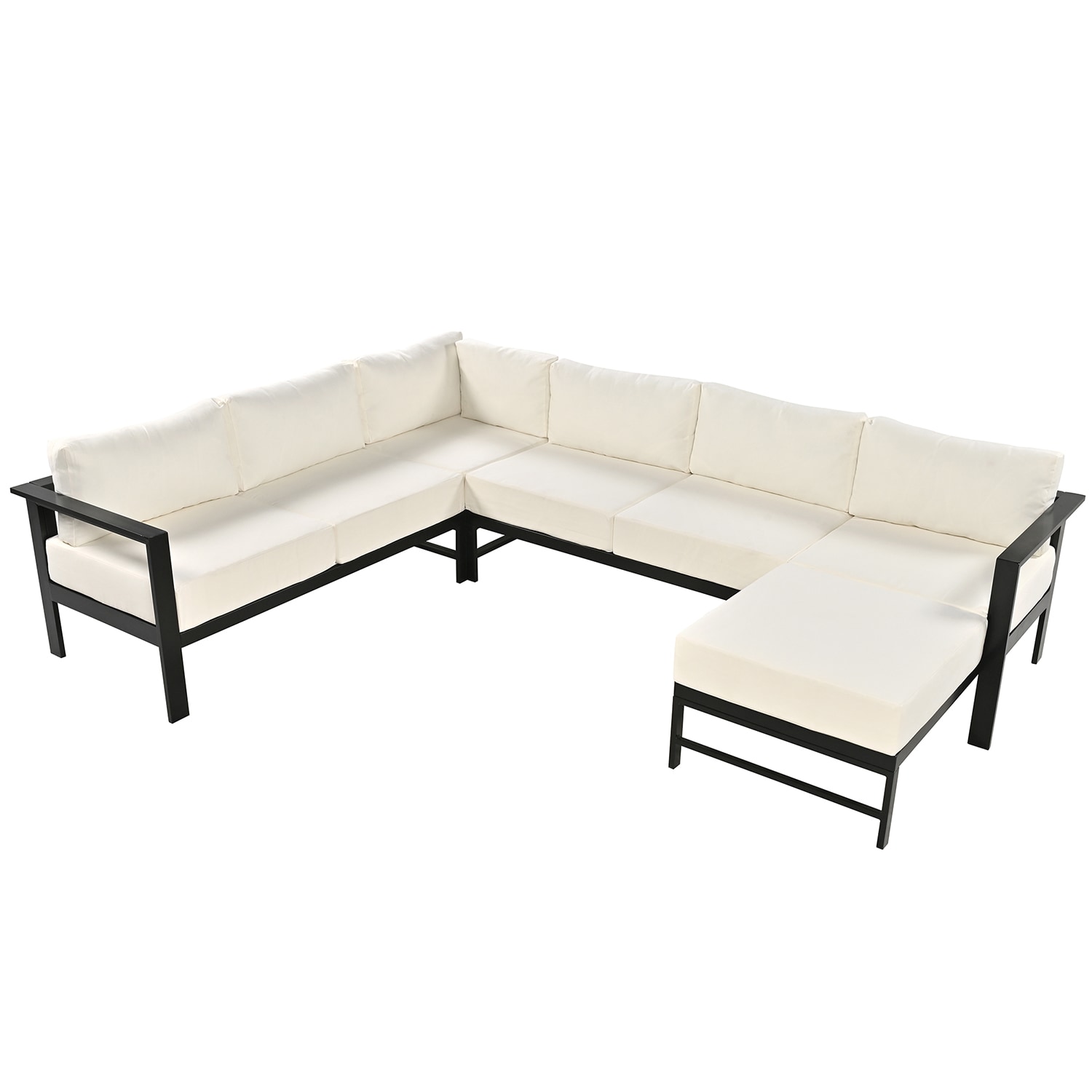 Bybafun YA0200223 Outdoor Sectional with Beige Cushions and Aluminum Frame