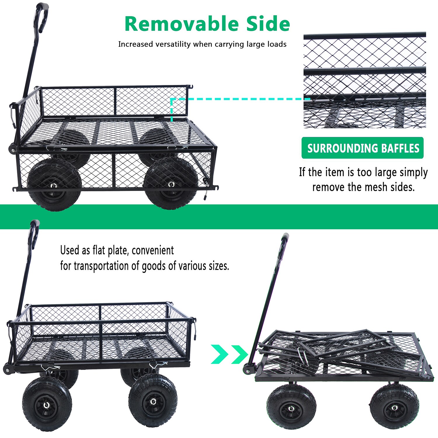 Bybafun 4-cu ft Steel Yard Cart in the Yard Carts department at Lowes.com