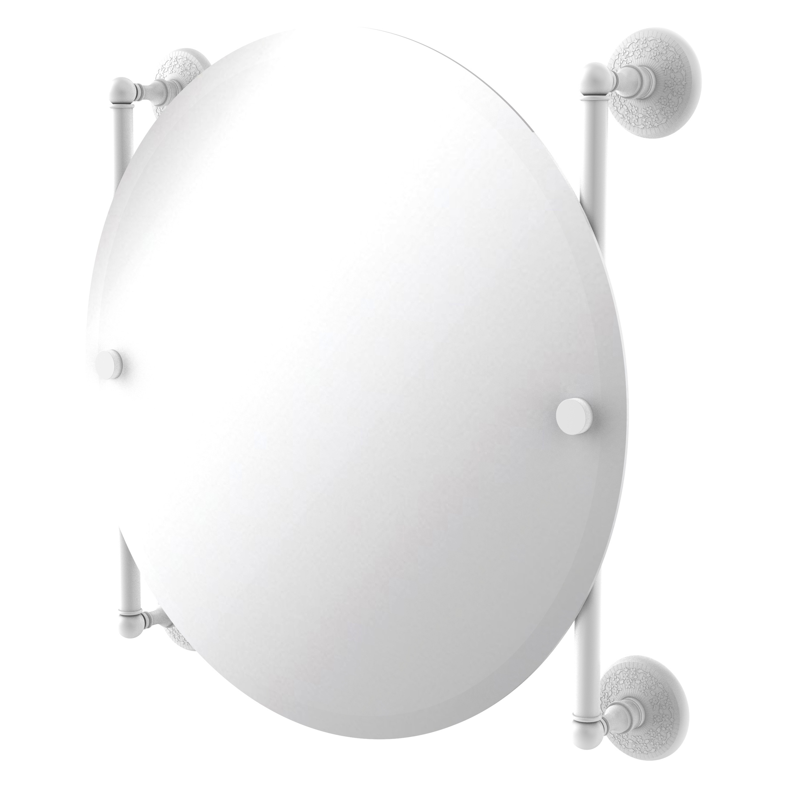 Allied Brass MC-27-90-WHM Monte Carlo 22-Inches x 22-Inches Beveled Frameless Round Bathroom Vanity Mirror ( Matte White )